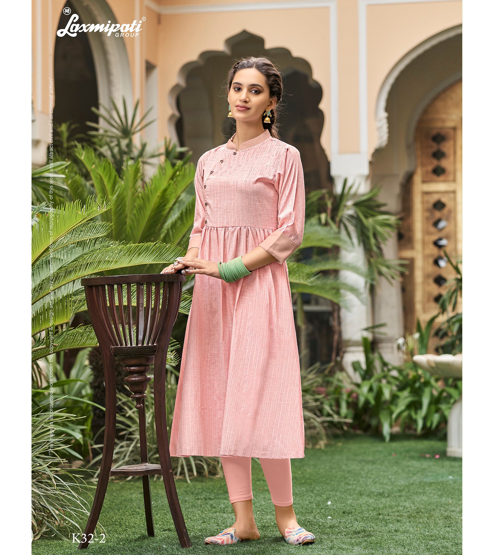 Laxmipati Spun Base Self Textured Salmon Kurti