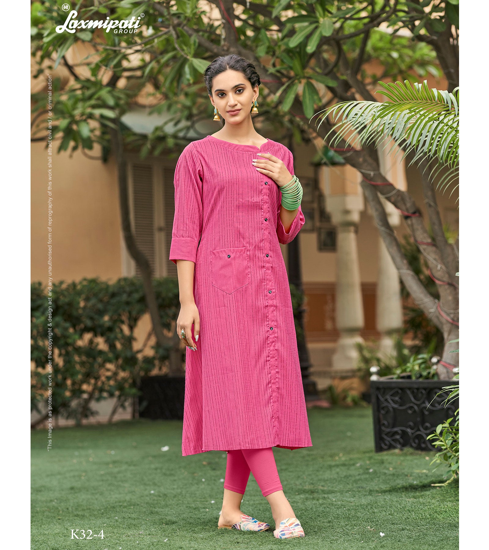 Laxmipati Spun Base Self Textured Medium Violet Red Kurti