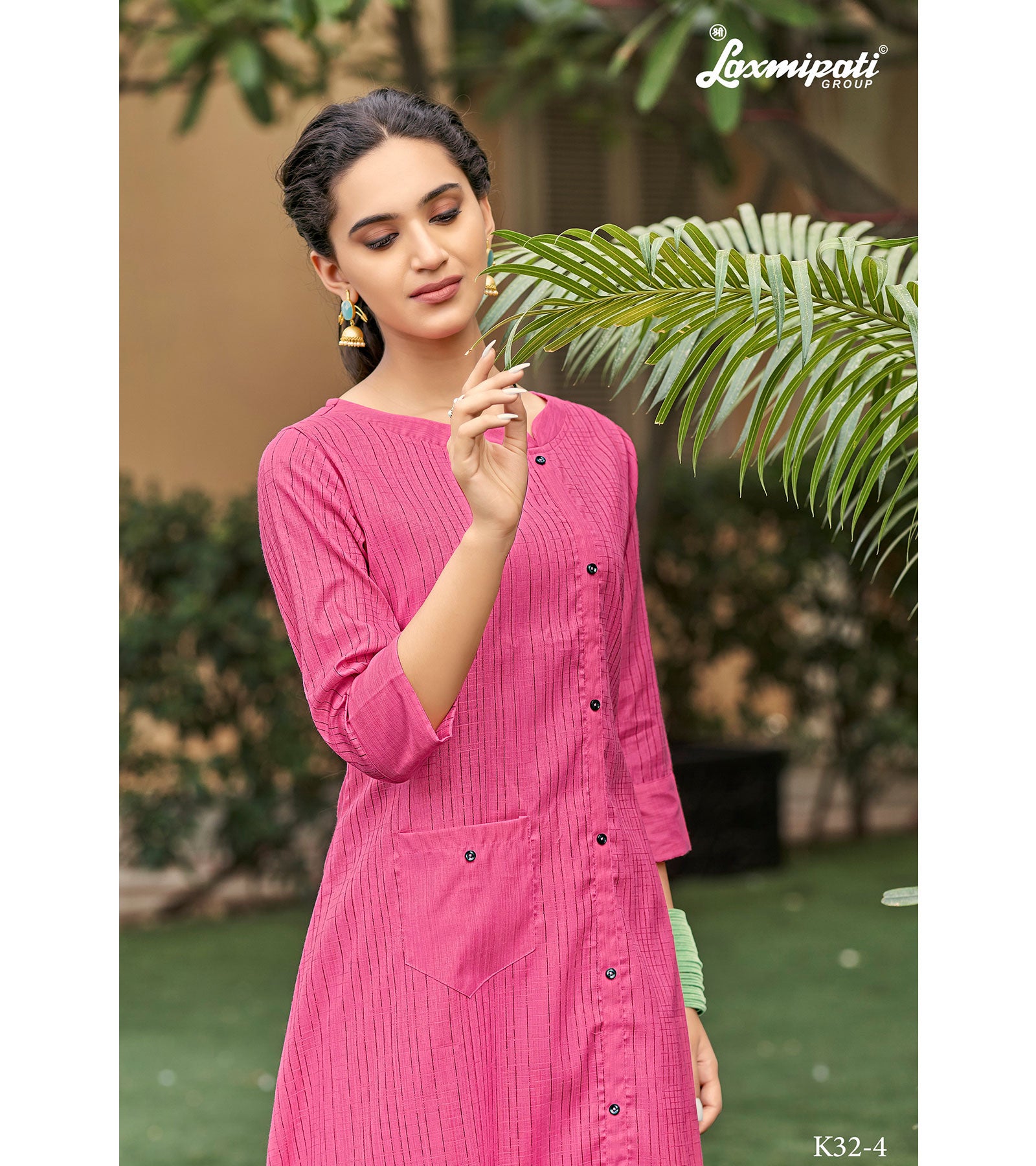 Laxmipati Spun Base Self Textured Medium Violet Red Kurti