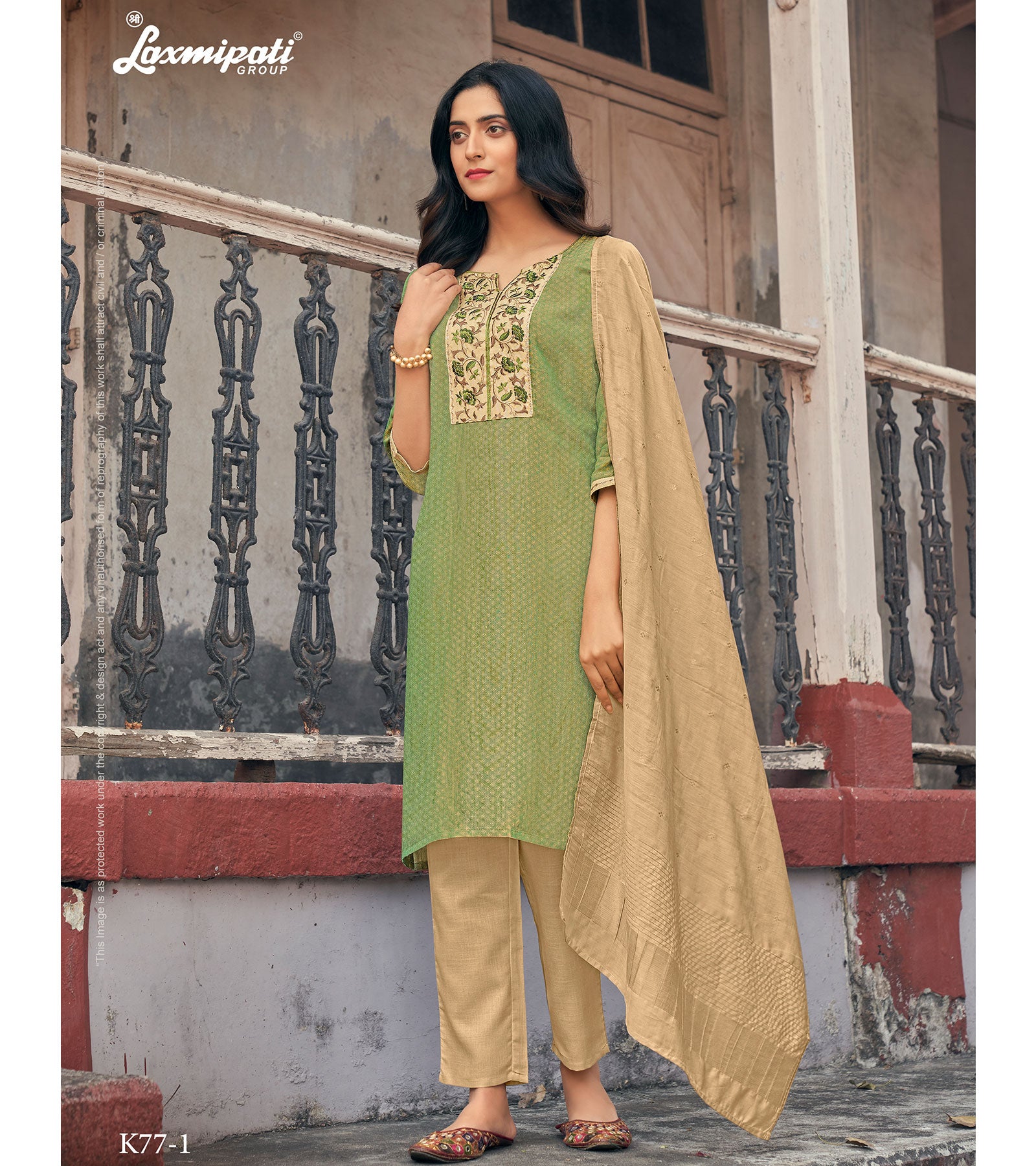 Laxmipati Spun Base Fabric Straight Cut Kurti With Pant & Dupatta