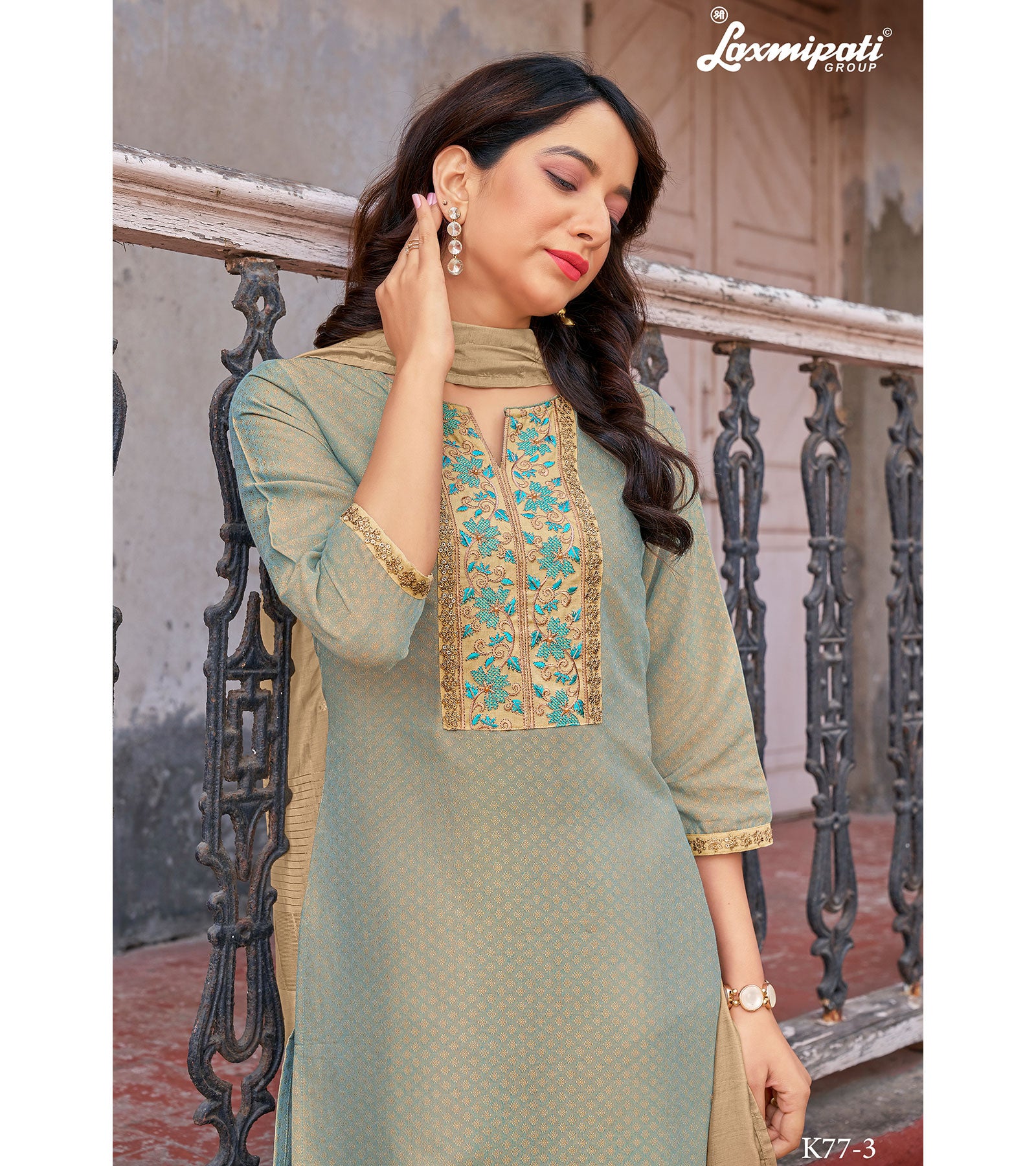 Laxmipati Spun Base Fabric Straight Cut Kurti With Pant & Dupatta