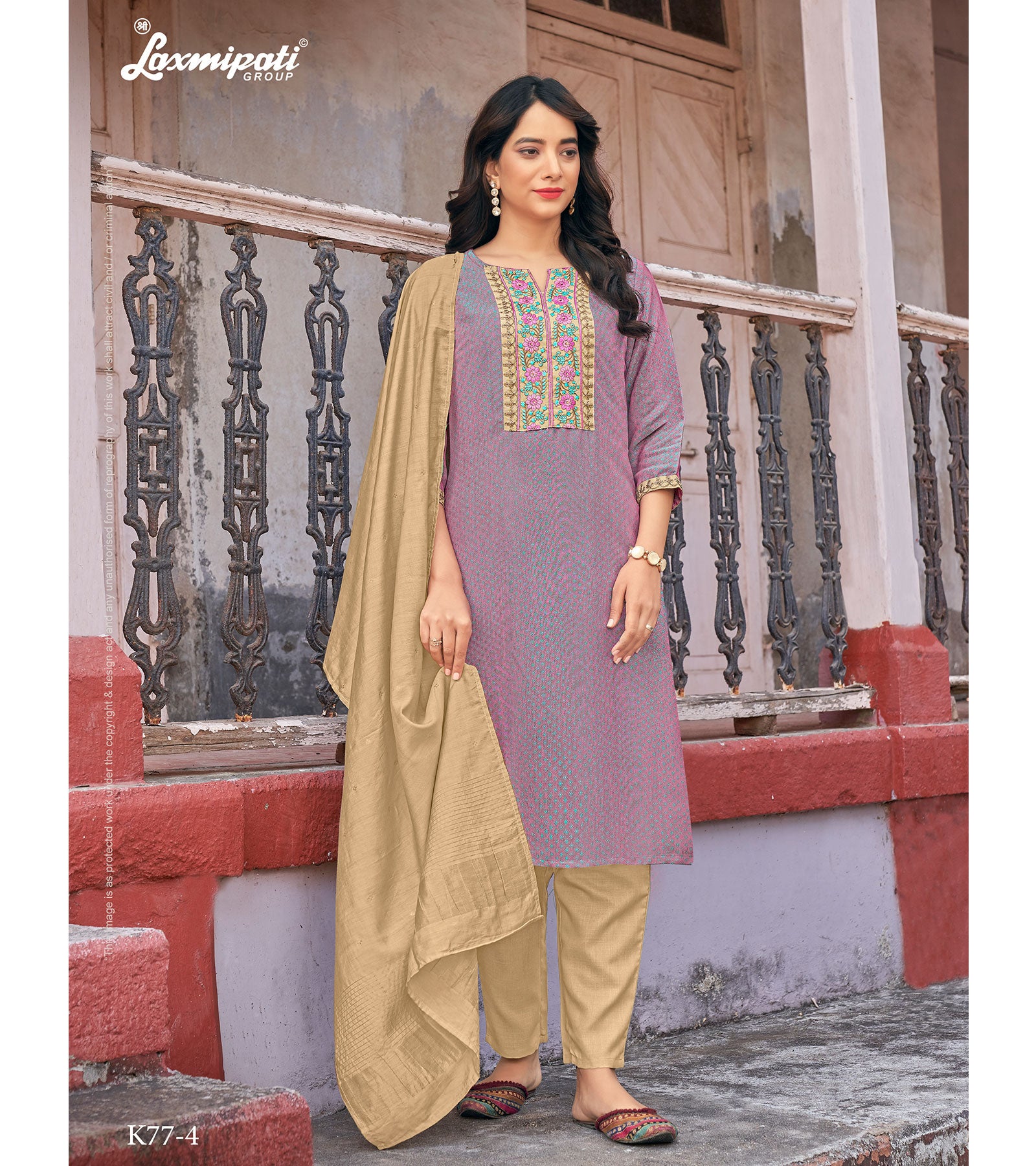 Laxmipati Spun Base Fabric Straight Cut Kurti With Pant & Dupatta