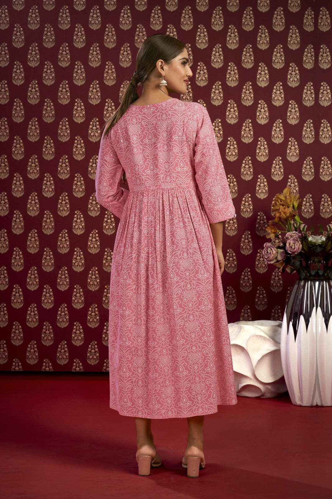 Laxmipati Bandish - KT0010 Viscose Embroidered A-Line Woman Peach Kurta