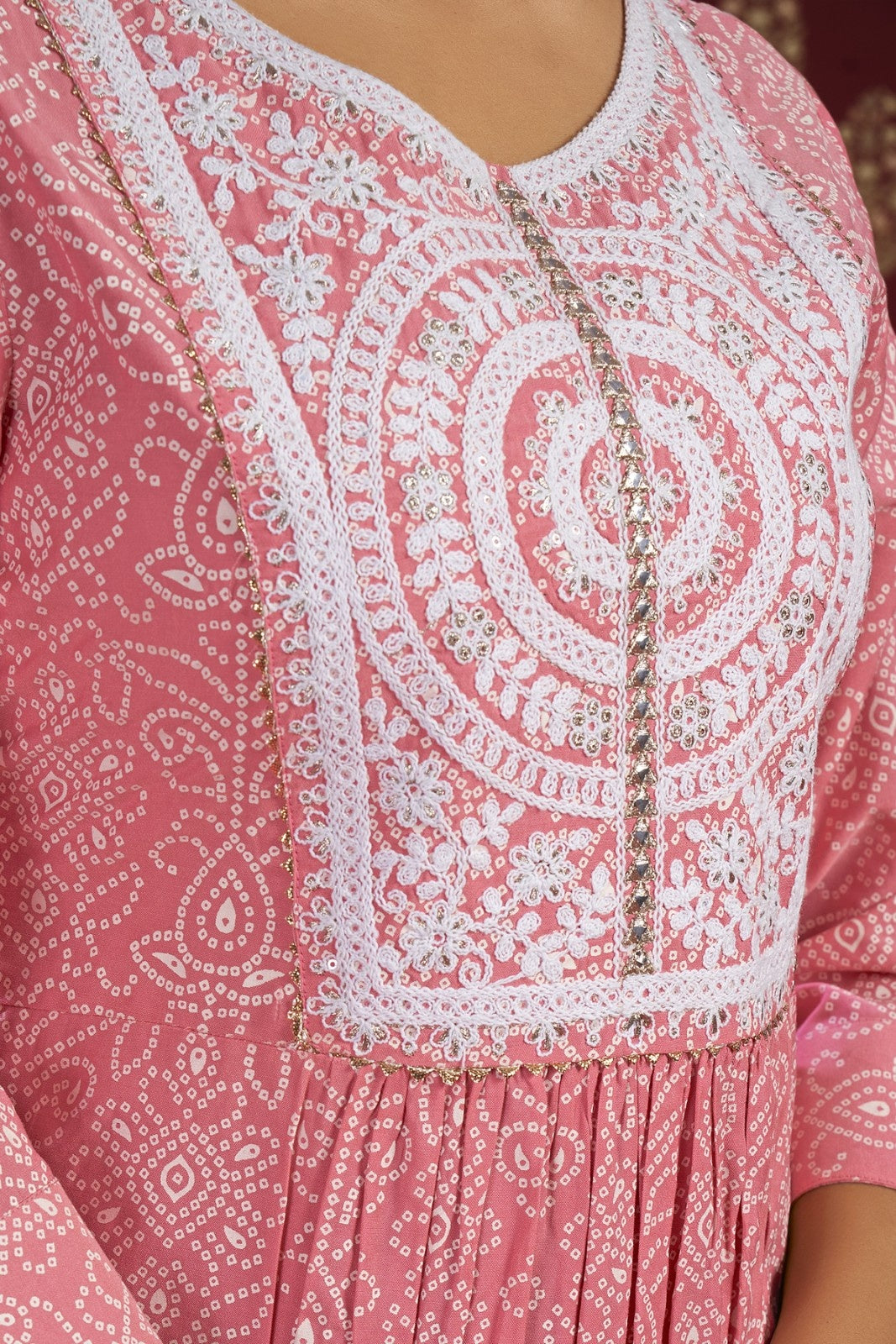 Laxmipati Bandish - KT0010 Viscose Embroidered A-Line Woman Peach Kurta