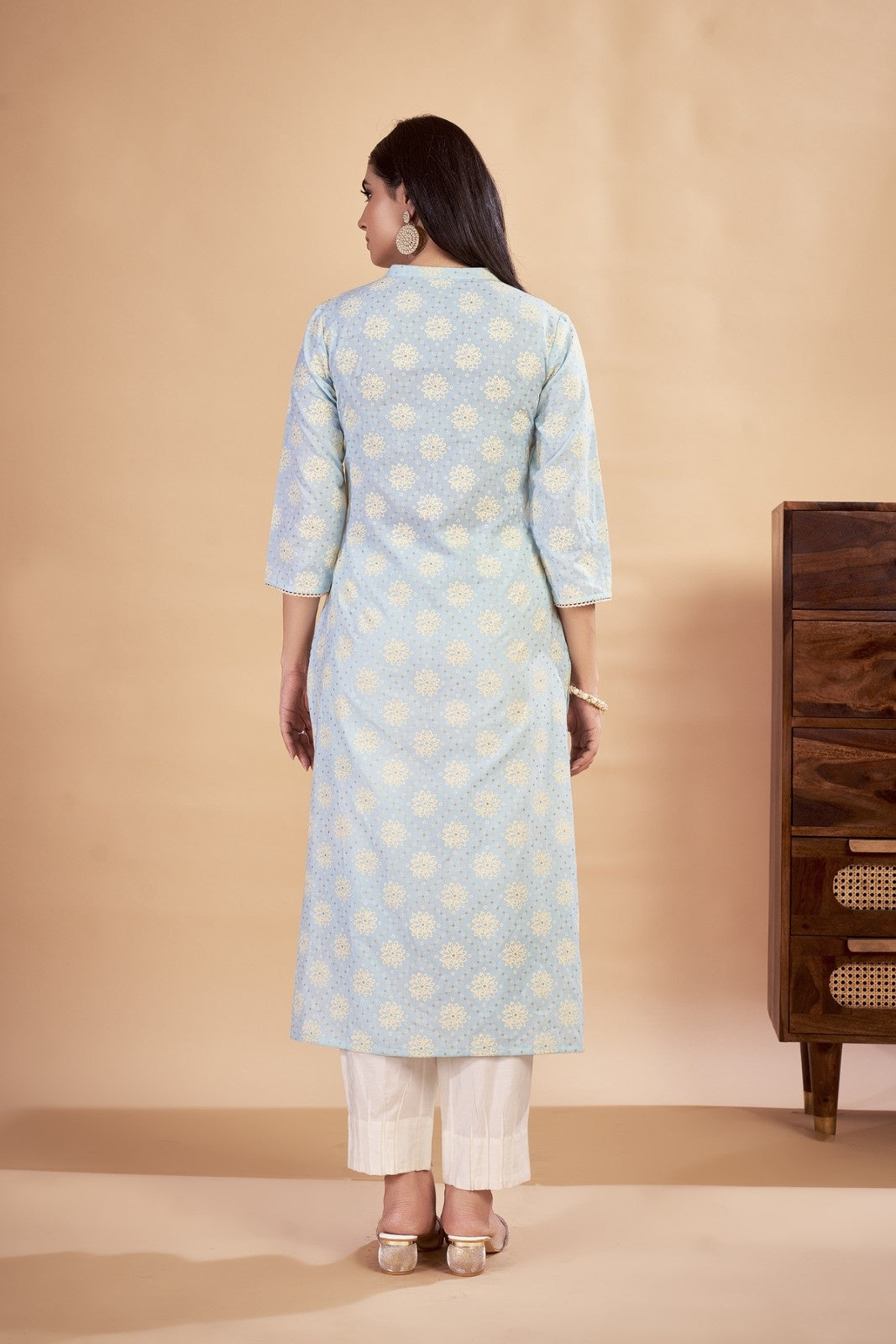 Laxmipati Rozana - KT0115 Blue Table Printed Poly Cotton Woman Kurta