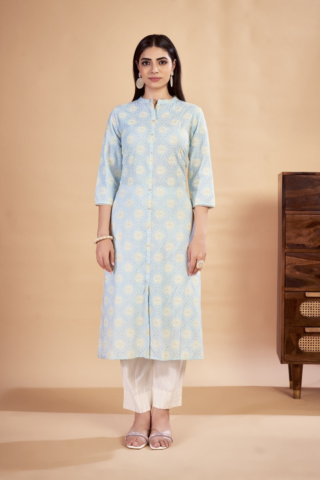 Laxmipati Rozana - KT0115 Blue Table Printed Poly Cotton Woman Kurta