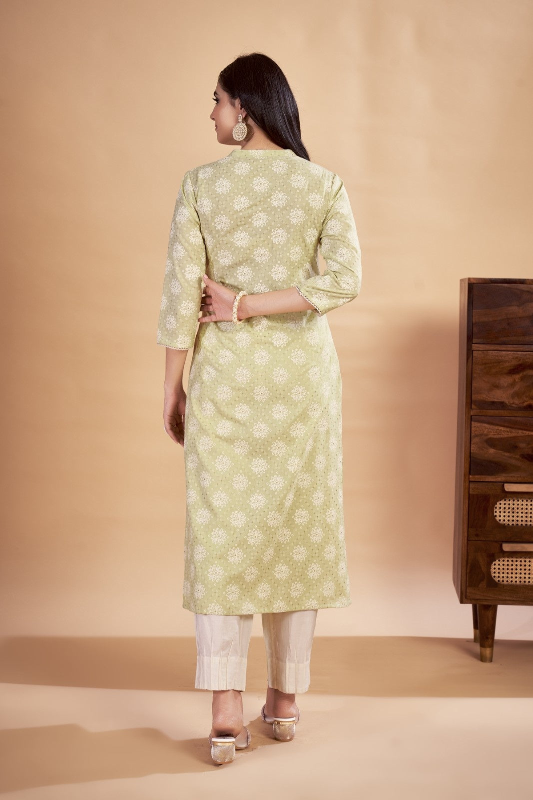 Laxmipati Rozana - KT0117 Green Table Printed Poly Cotton Woman Kurta