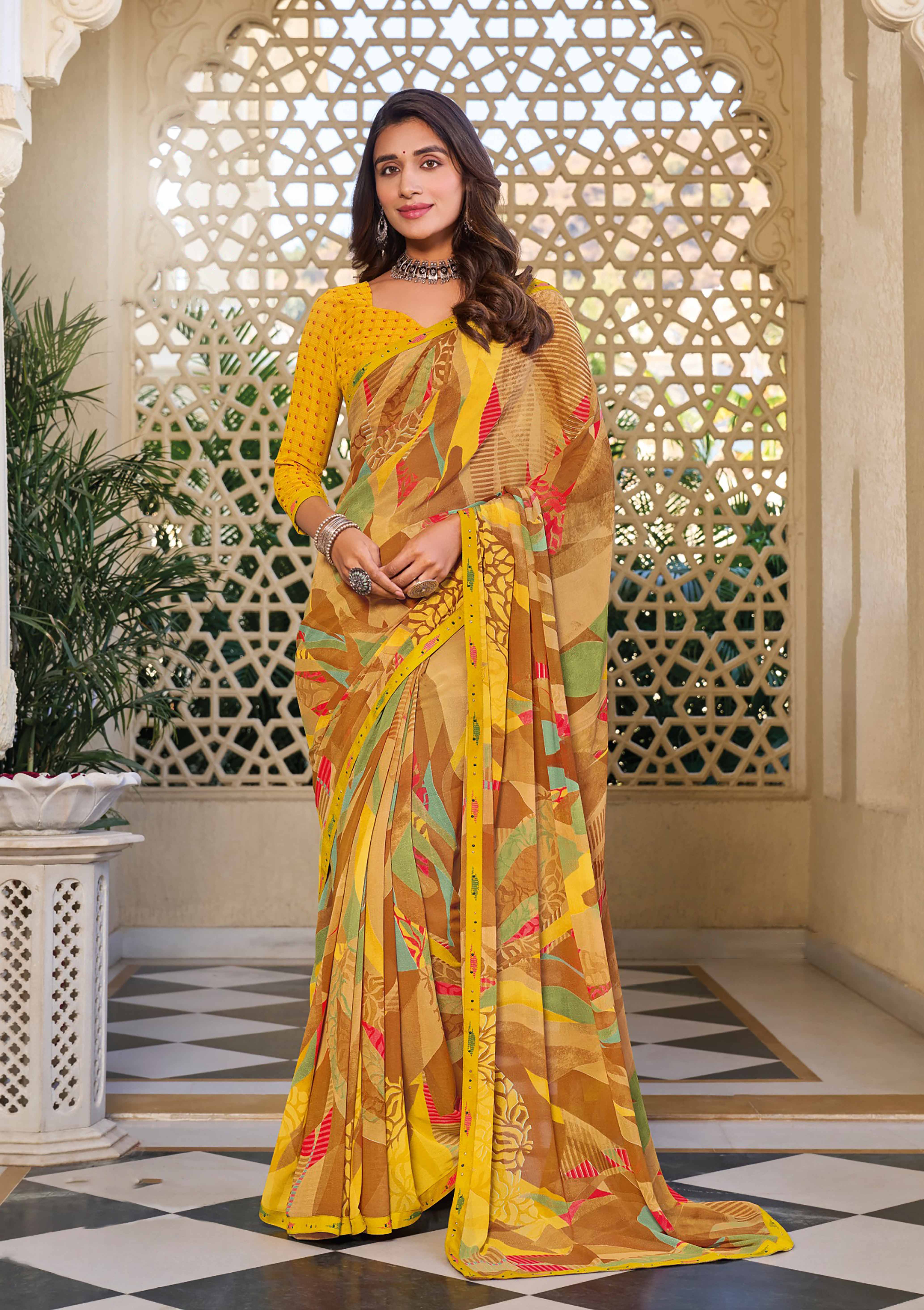Multicolor Abstract Print Saree - Noori
