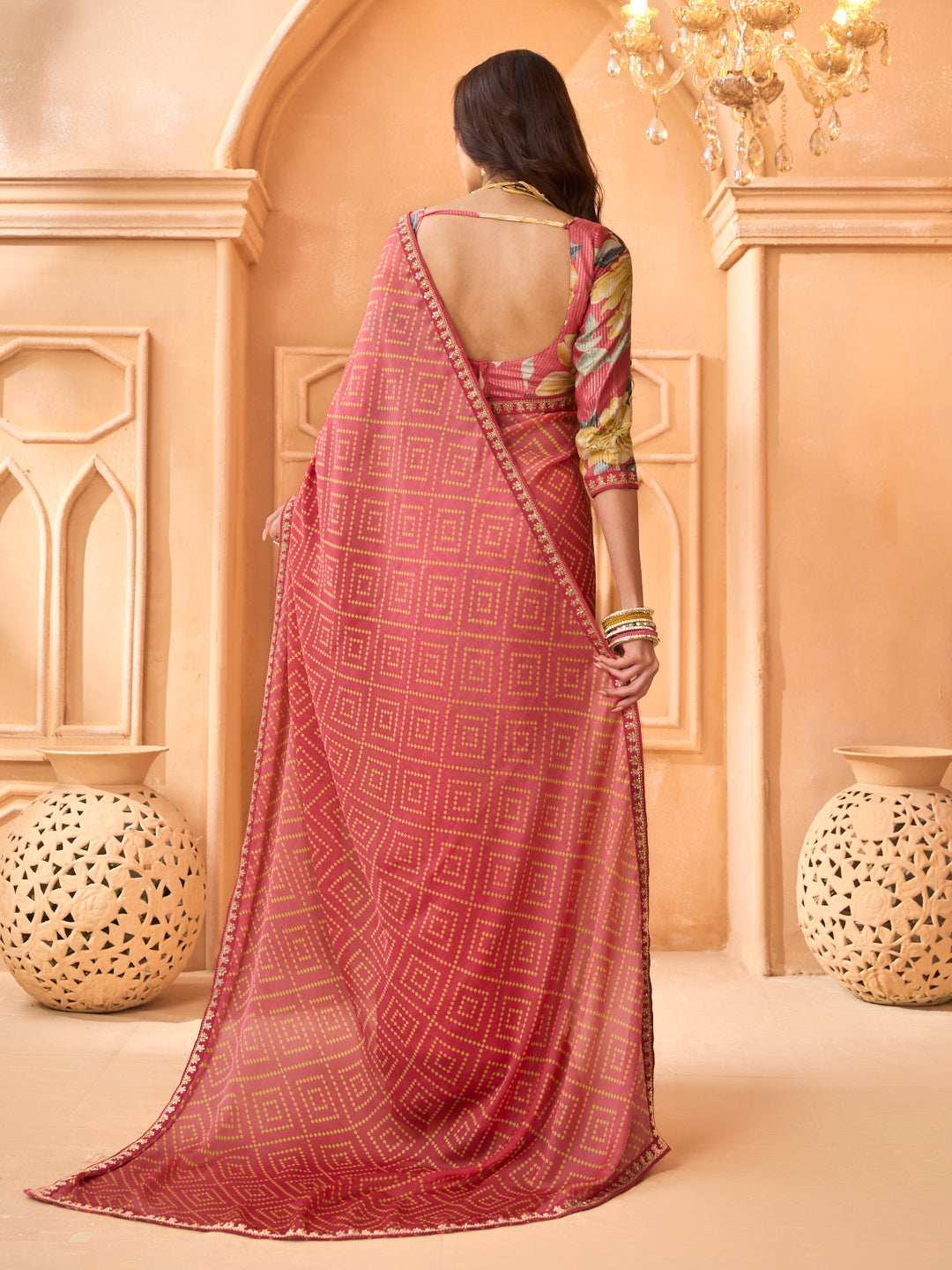 Laxmipati Tohfa Bandhani Printed Silk Saree in Orange Color