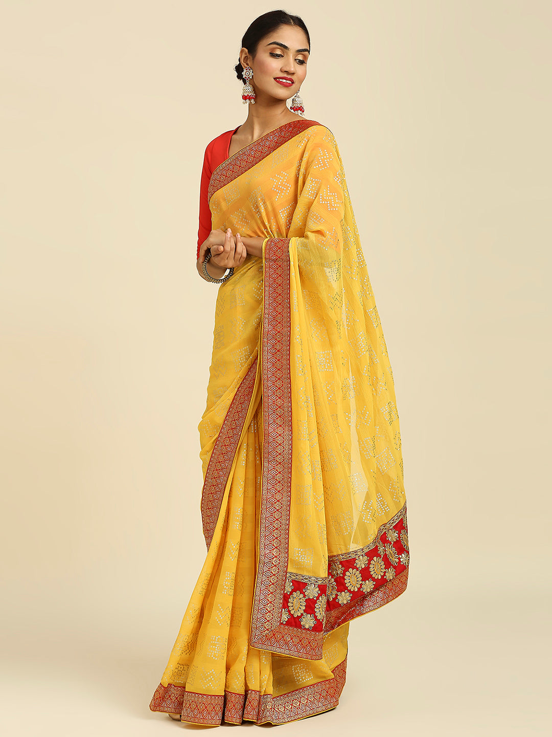 Laxmipati M2113 Chiffon Yellow Sarees