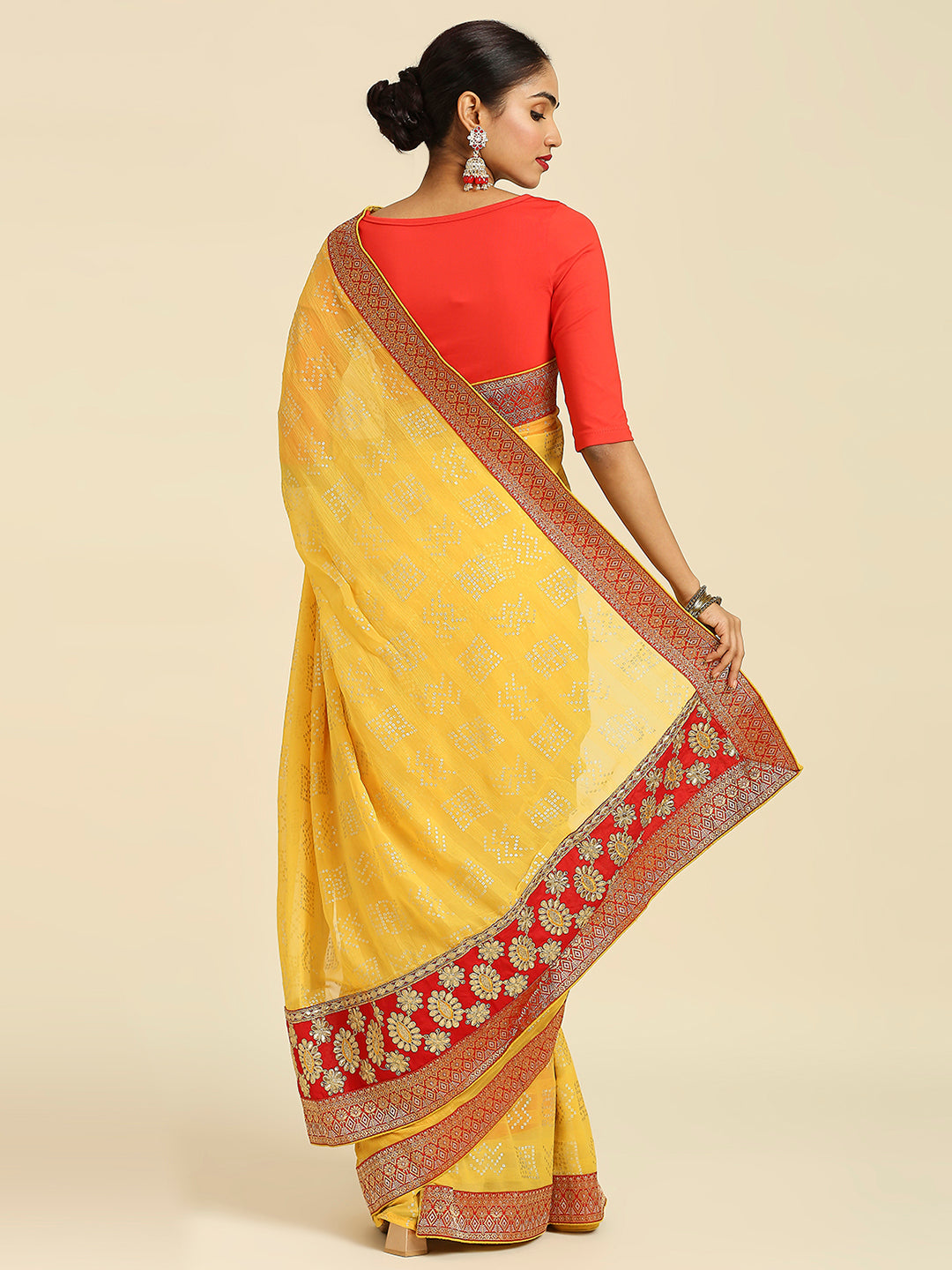 Laxmipati M2113 Chiffon Yellow Sarees