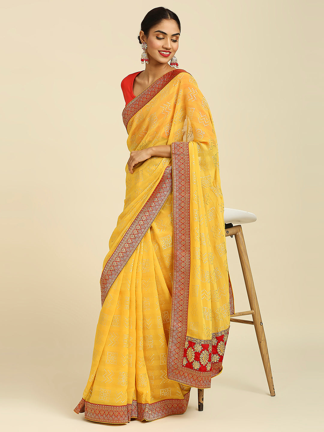 Laxmipati M2113 Chiffon Yellow Sarees