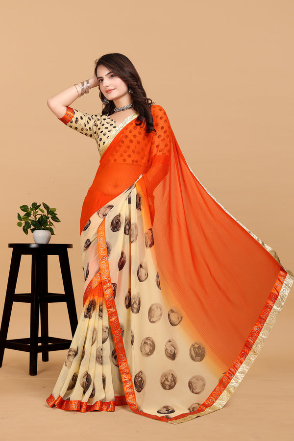 Laxmipati Meera 003 Georgette Orange Saree