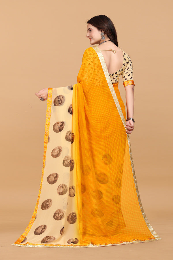 Laxmipati Meera 009 Georgette Yellow Saree