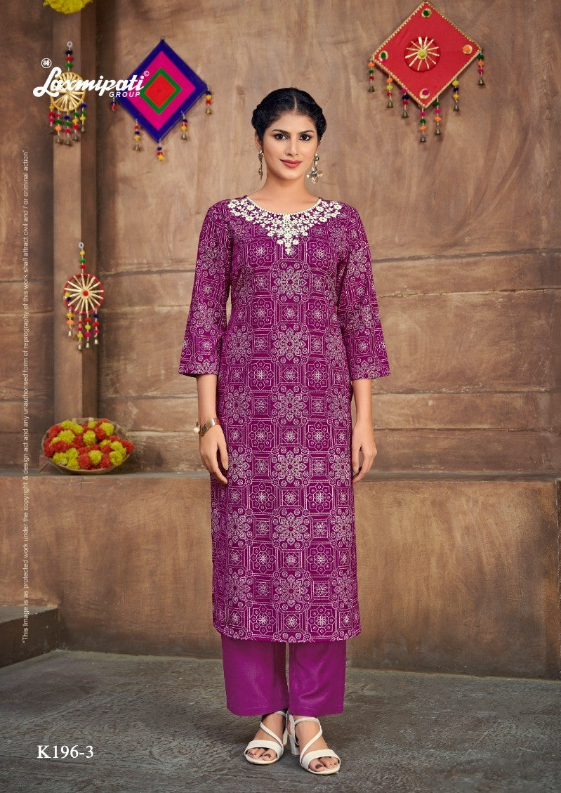 Laxmipati K196-3 Spun Cotton Base Dark Pink Kurti