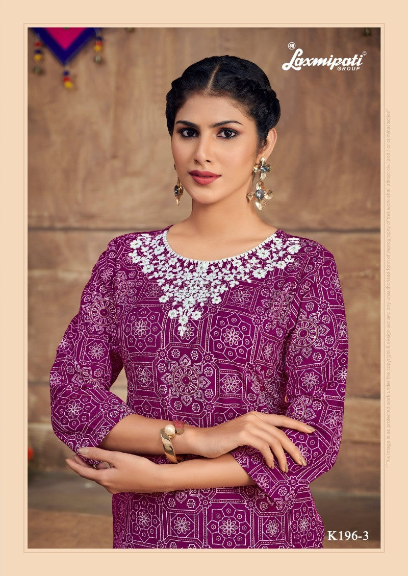 Laxmipati K196-3 Spun Cotton Base Dark Pink Kurti