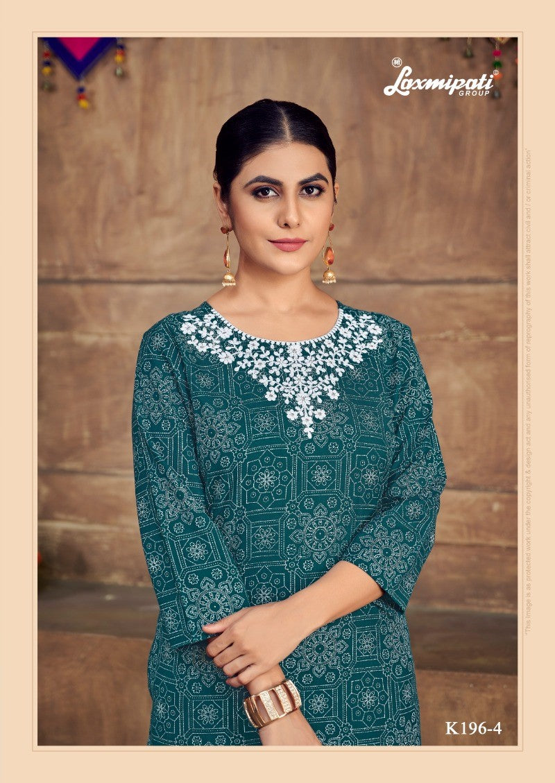 Laxmipati K196-4 Spun Cotton Base Teal Blue Kurti