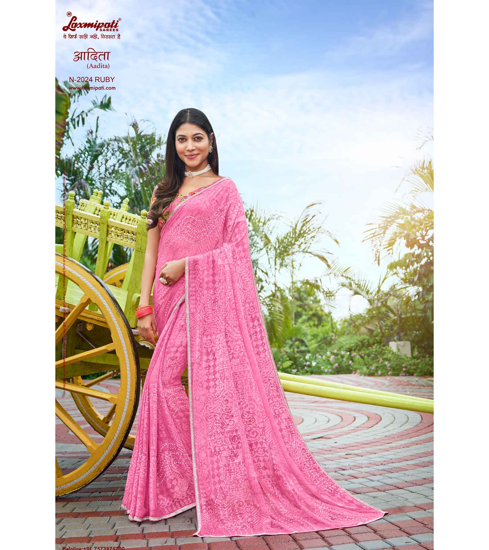 Laxmipati Adita N-2024 Chiffon Brasso Pink Saree