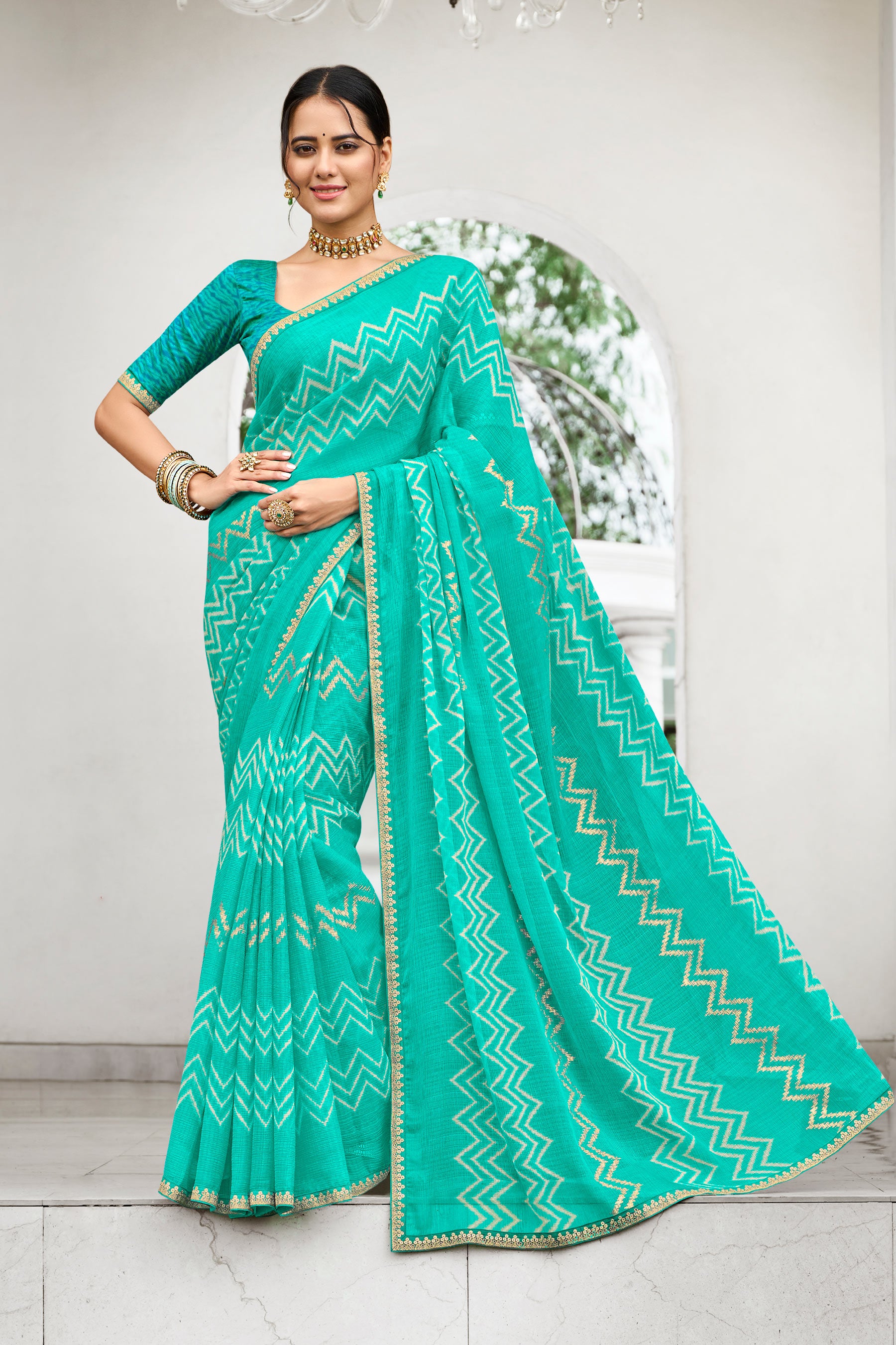Laxmipati Diwani N-2142 Chiffon Green Saree