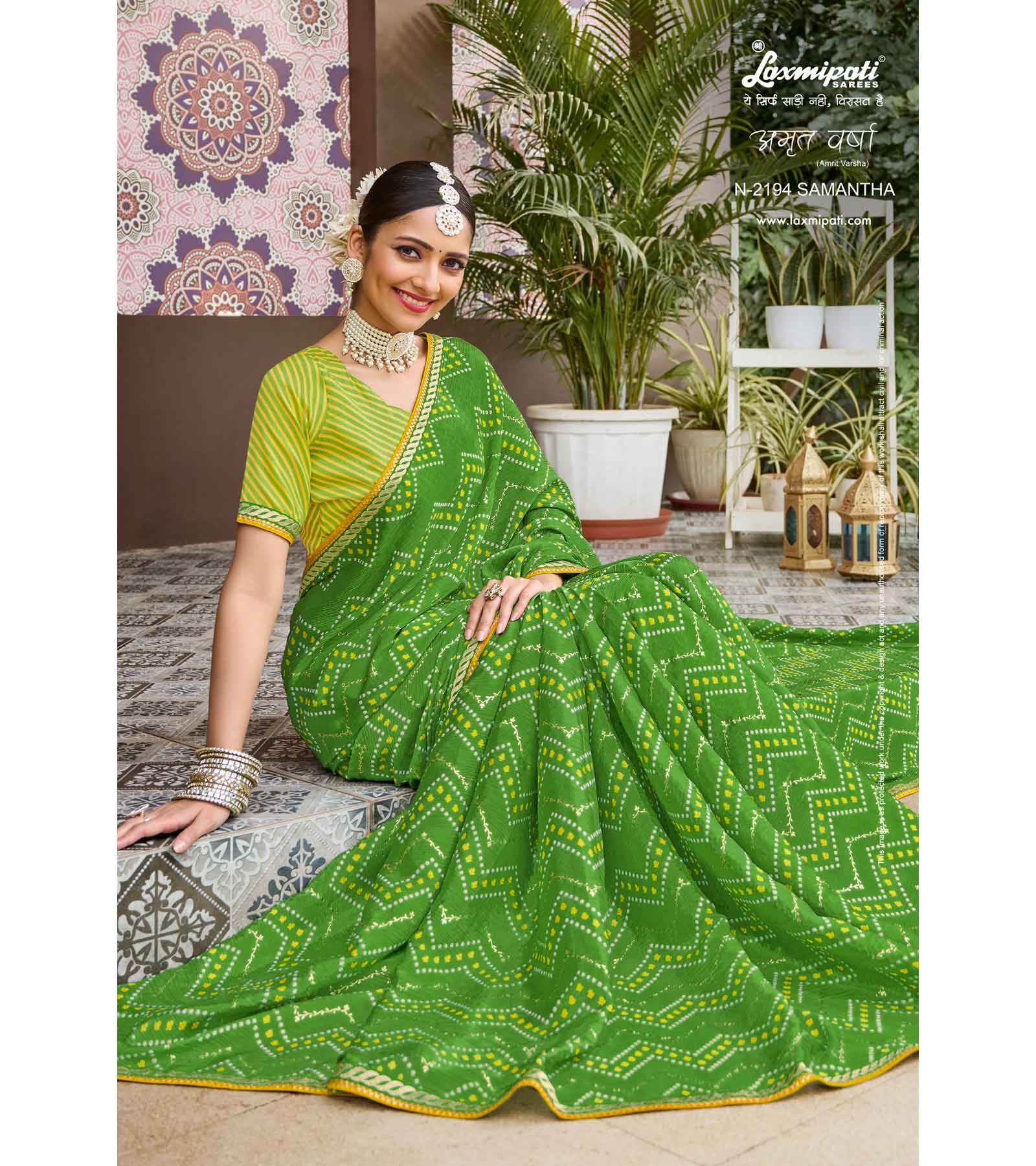 Laxmipati Amrit Varsha N-2194 Chiffon Green Saree