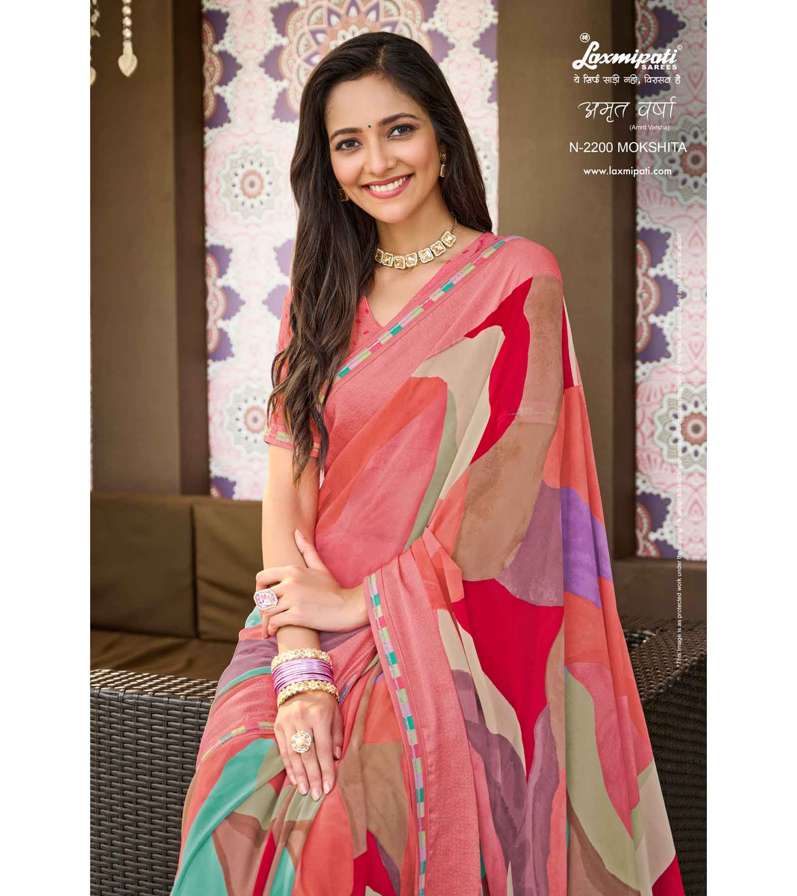 Laxmipati Amrit Varsha N-2200 Chiffon Multicolor Saree