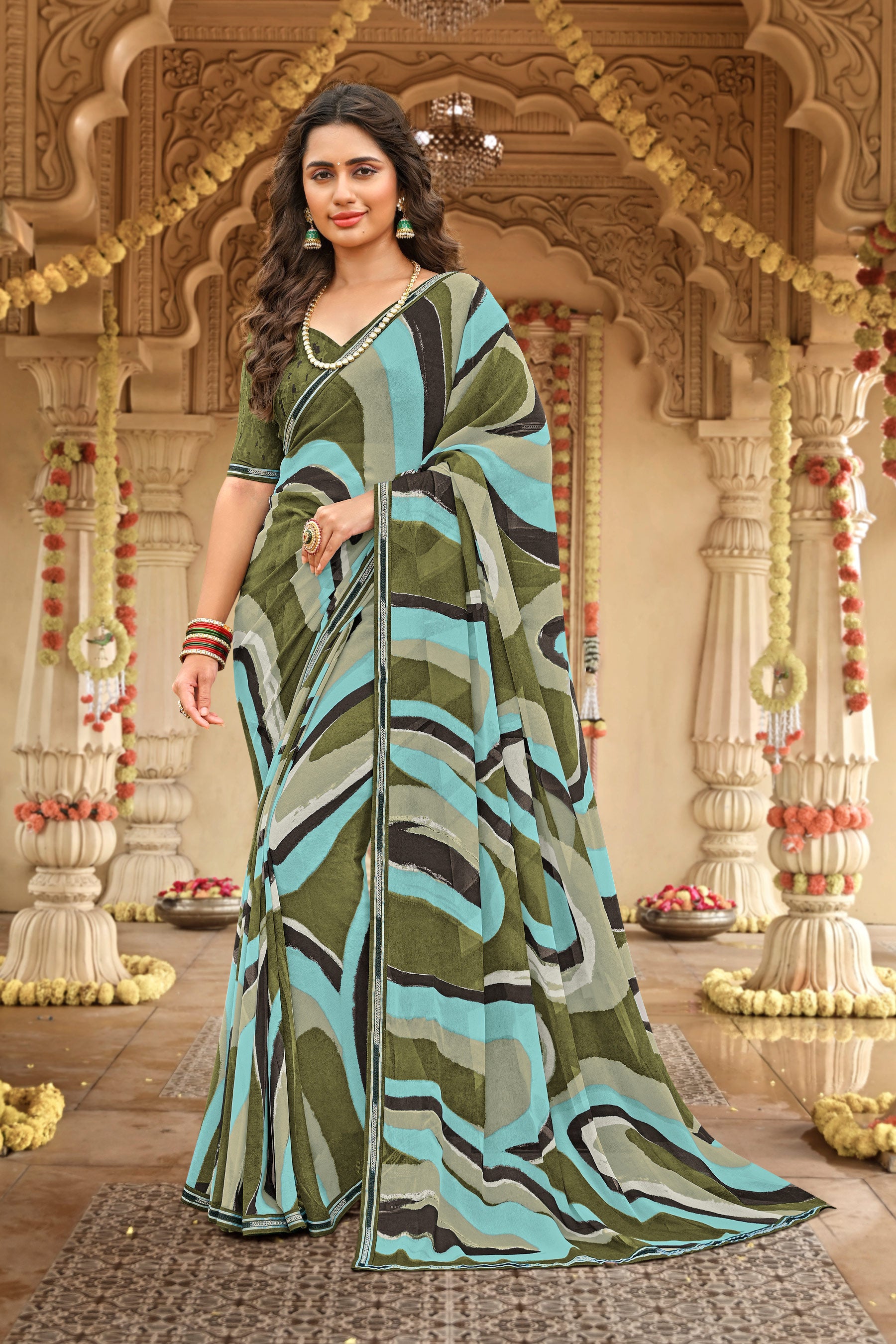 Ready to Wear Laxmipati Dhanlaxmi N-2259 Georgette Multicolor Saree