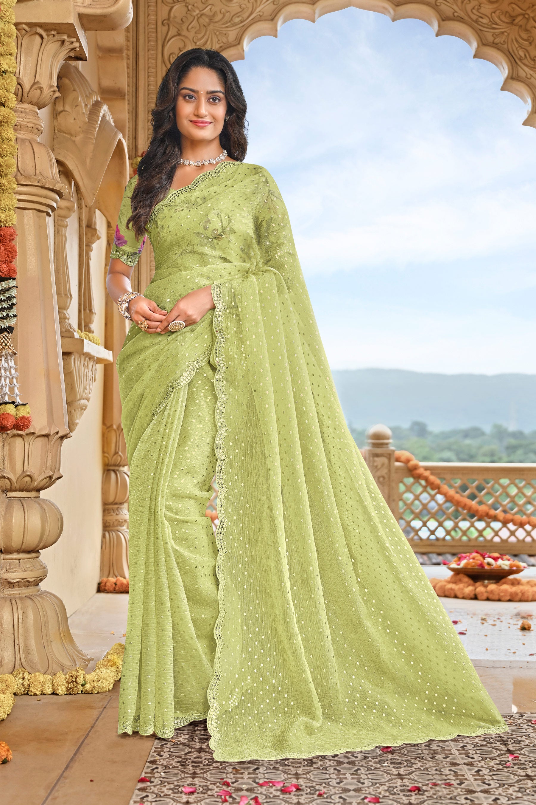 Laxmipati Dhan_laxmi N-2282 Silk Pista Green Saree