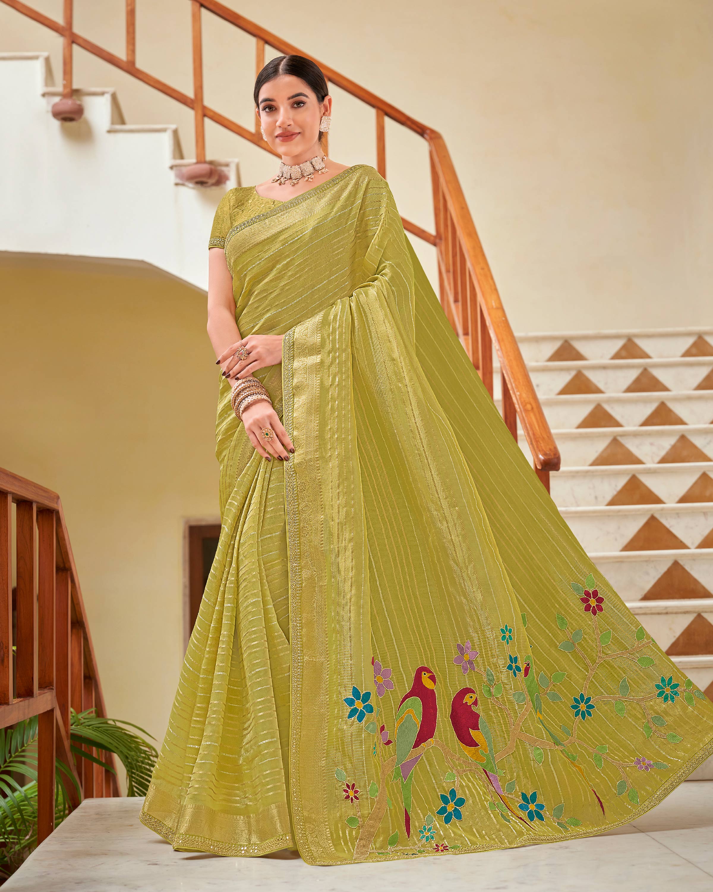 Laxmipati Manmarzi N-2321 Nylon Green Saree