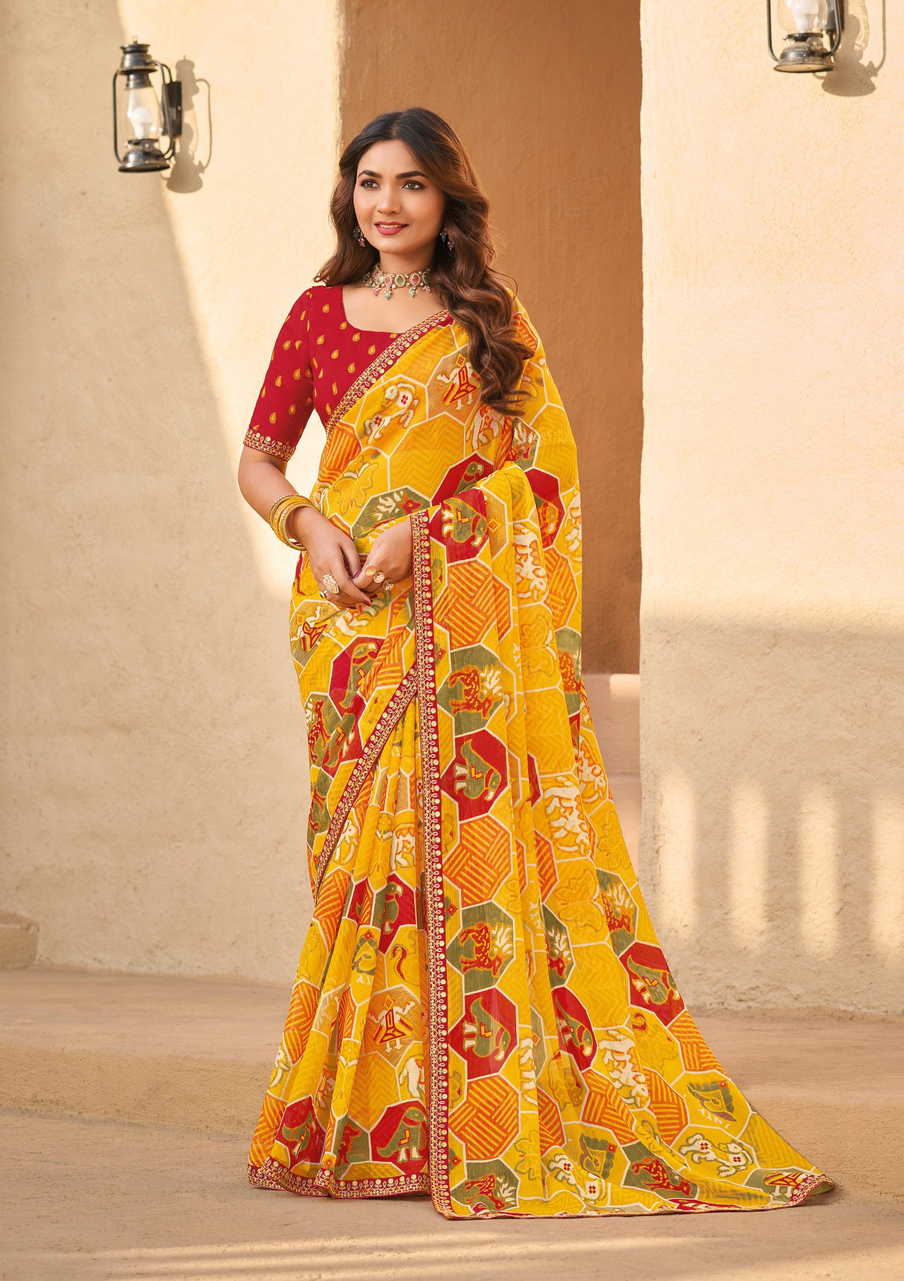 Mustard Chiffon Saree - Shamli