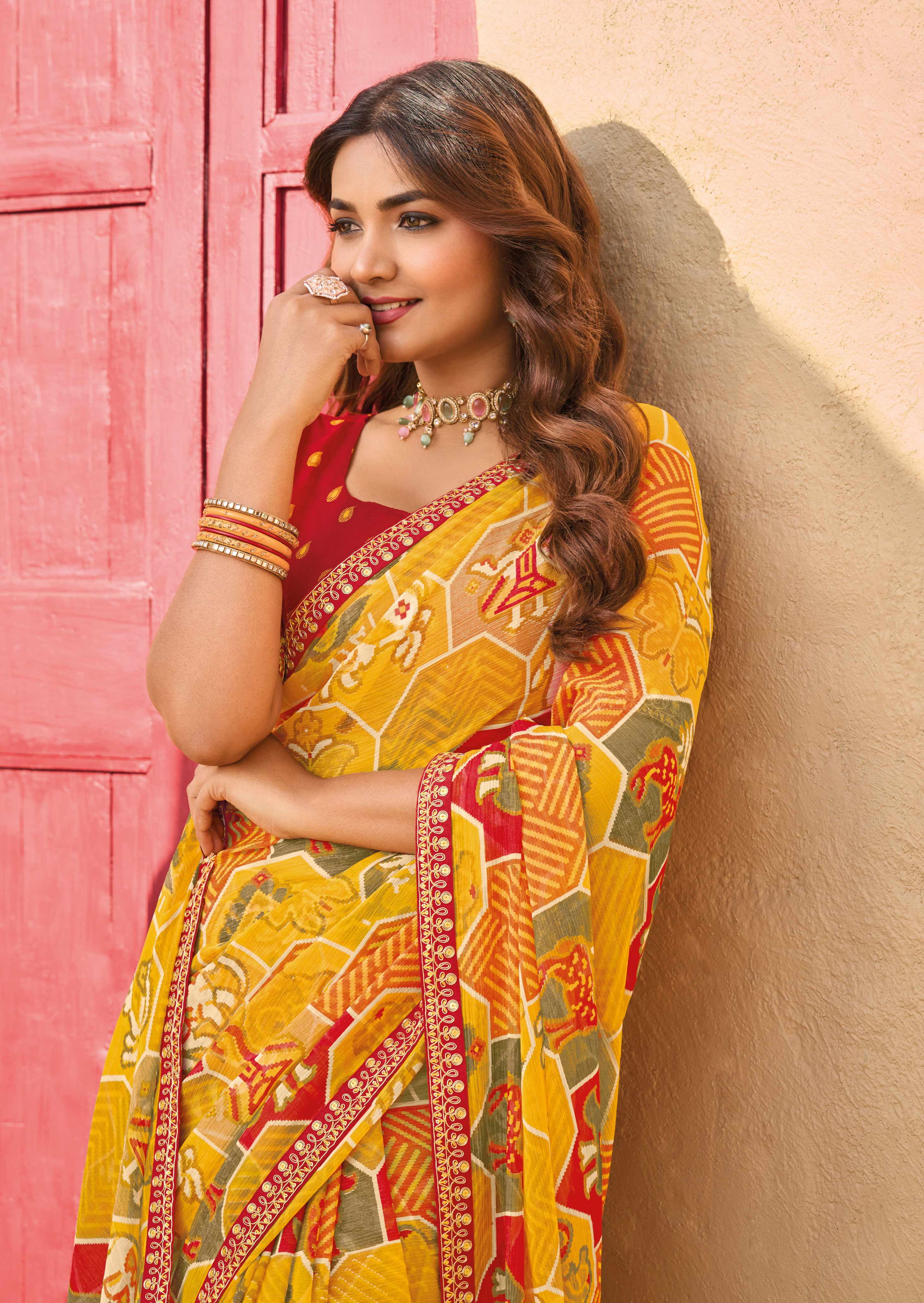 Mustard Chiffon Saree - Shamli