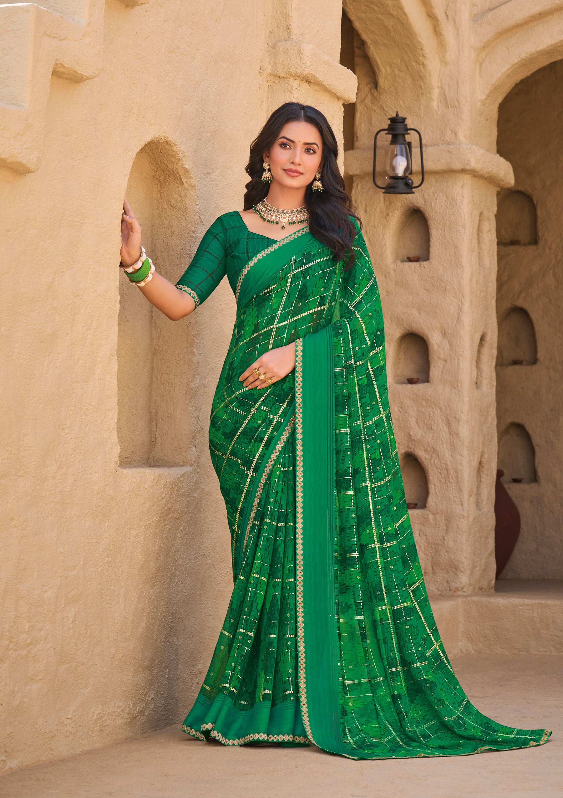 Green Georgette Saree - Shamli