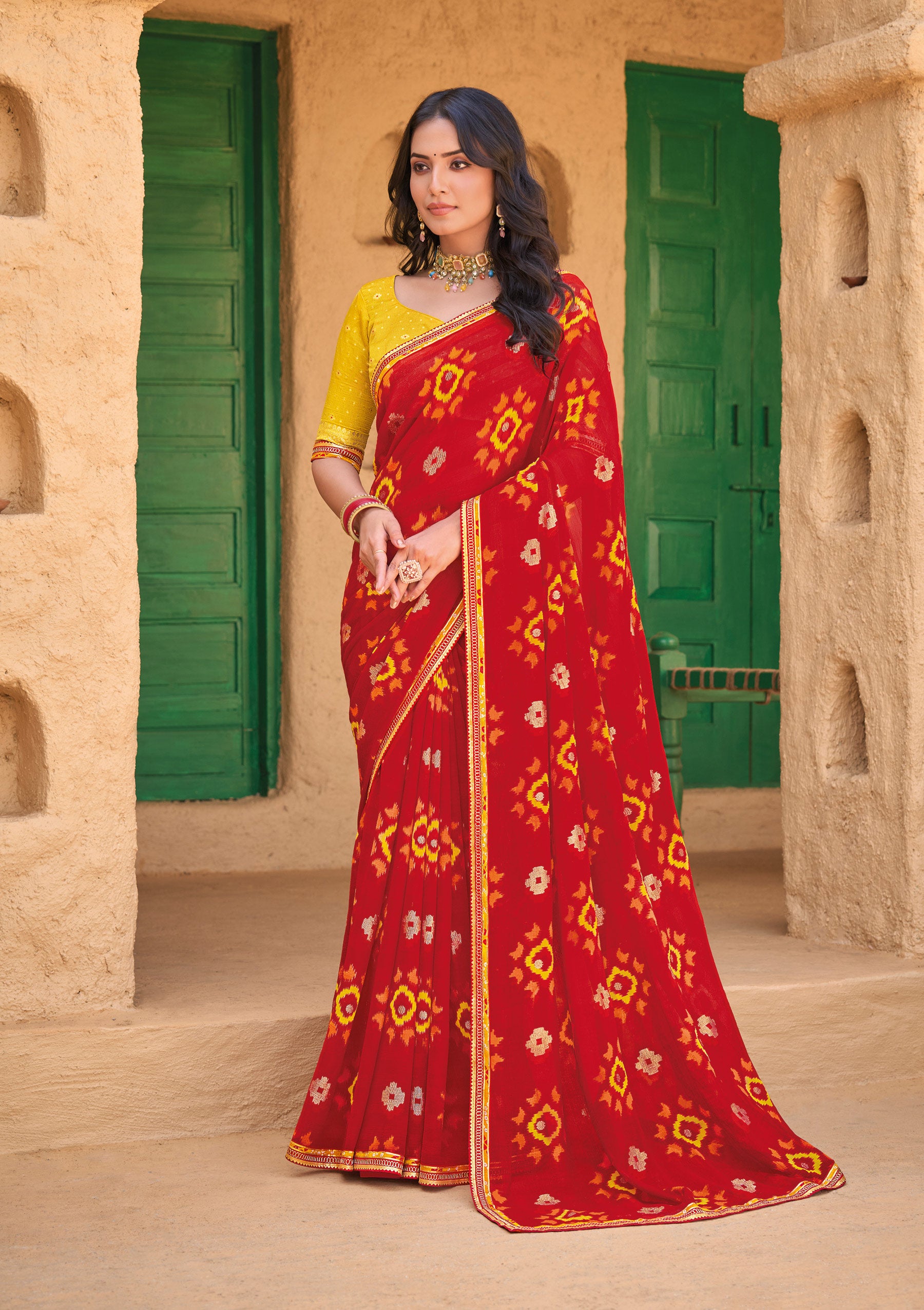 Red Georgette Saree - Shamli