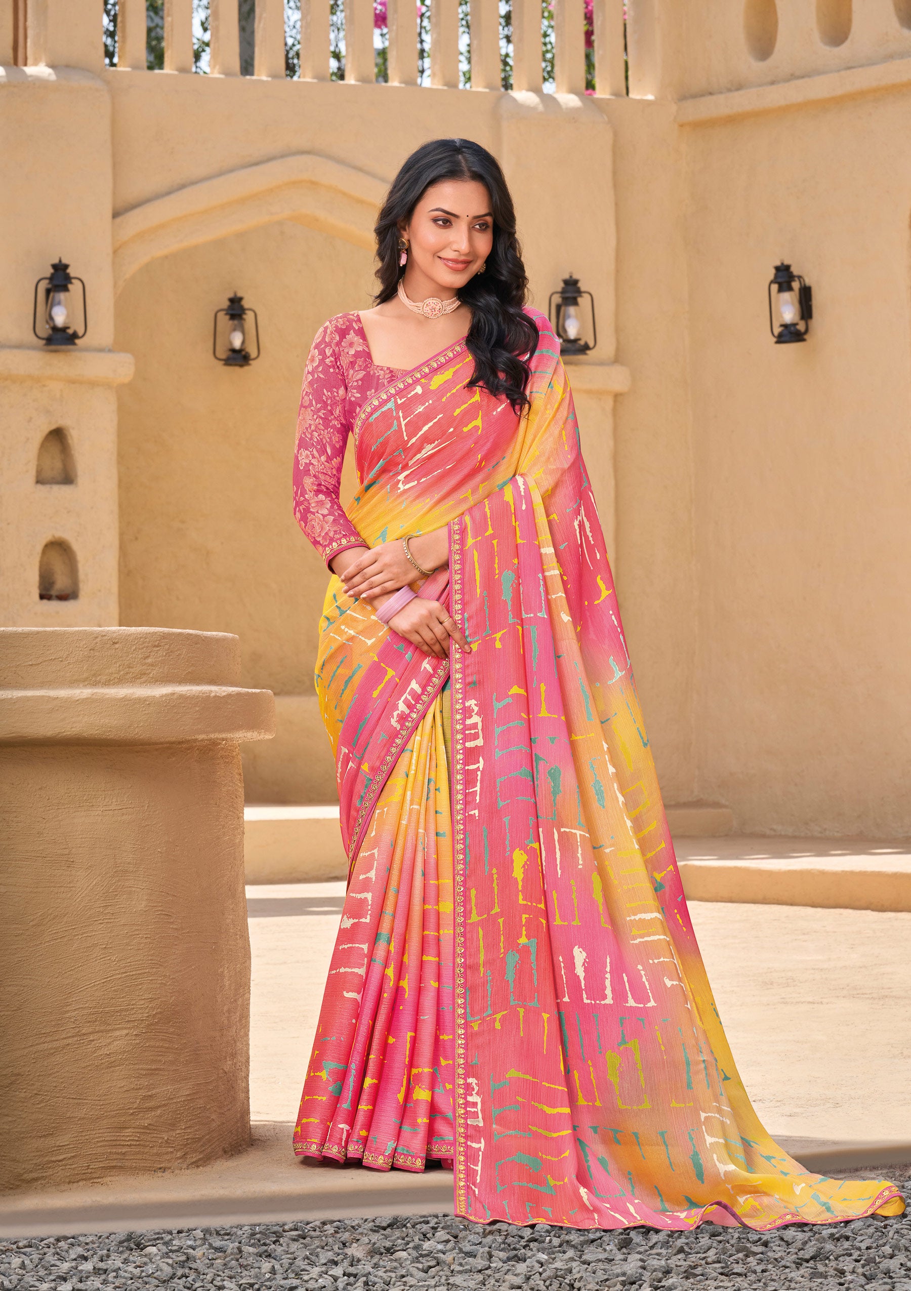 Pastel Pink Chiffon Saree - Shamli