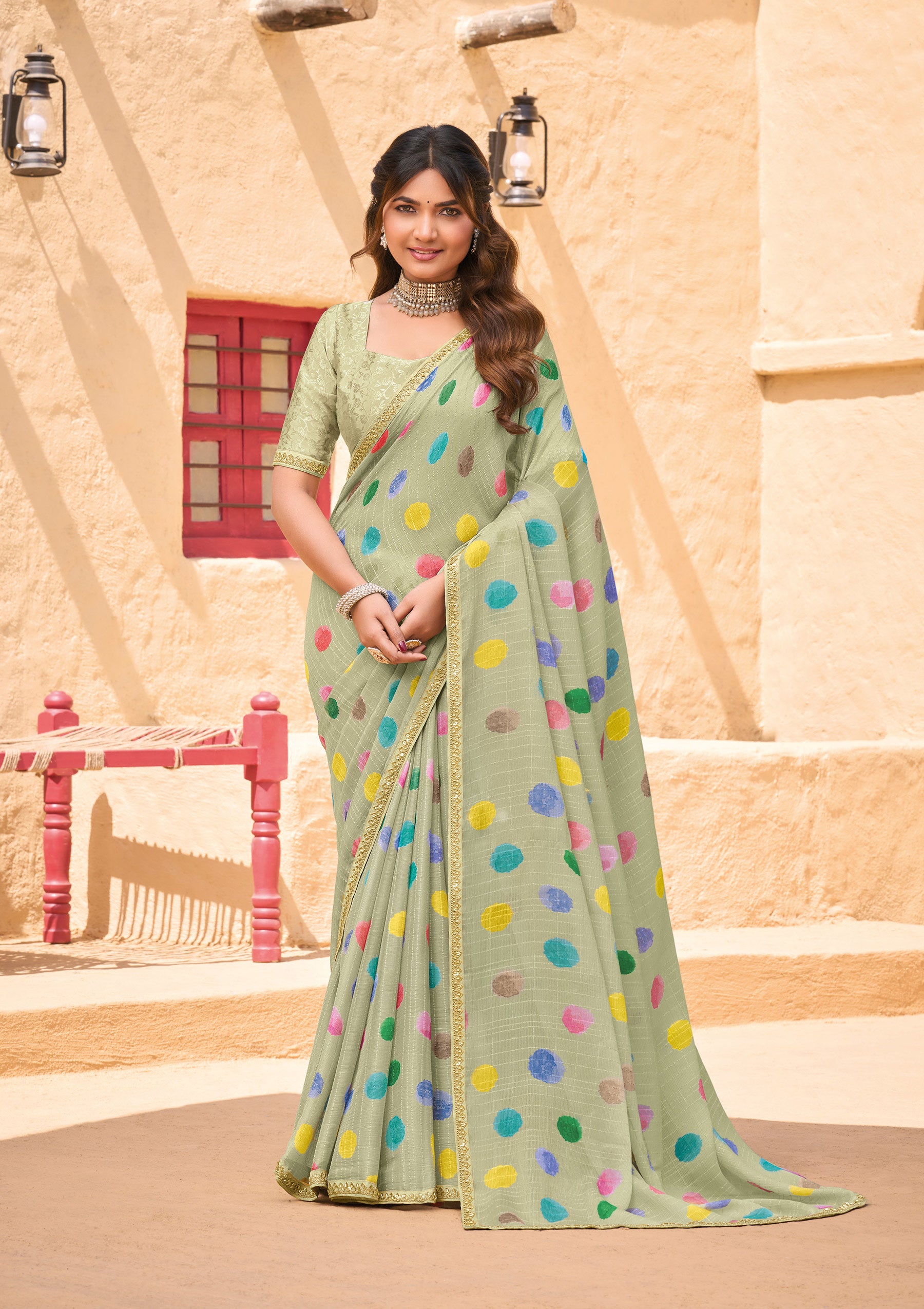 Pastel Green Chiffon Saree - Shamli