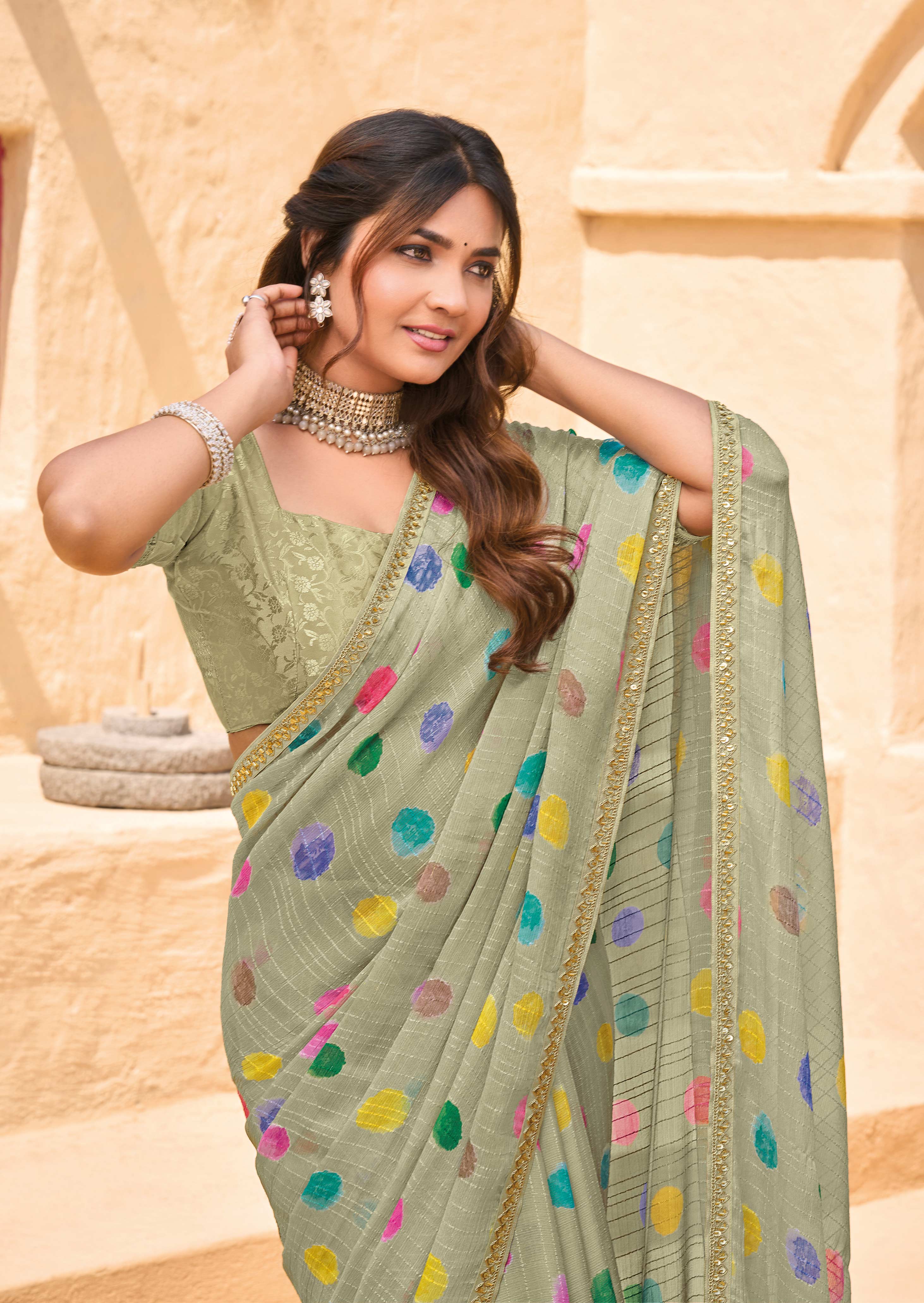 Pastel Green Chiffon Saree - Shamli