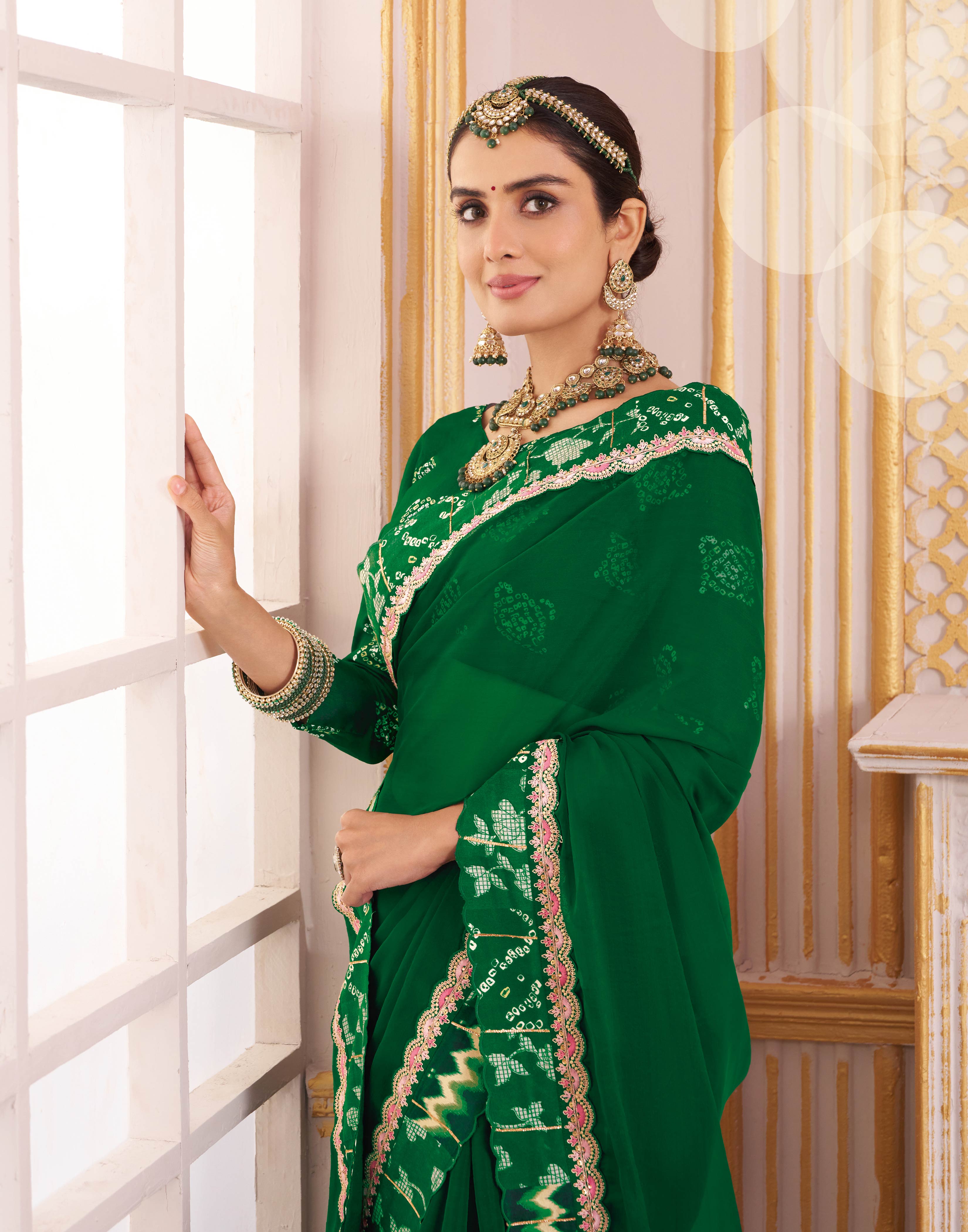 Laxmipati Chakor Green Tissue Organza Saree