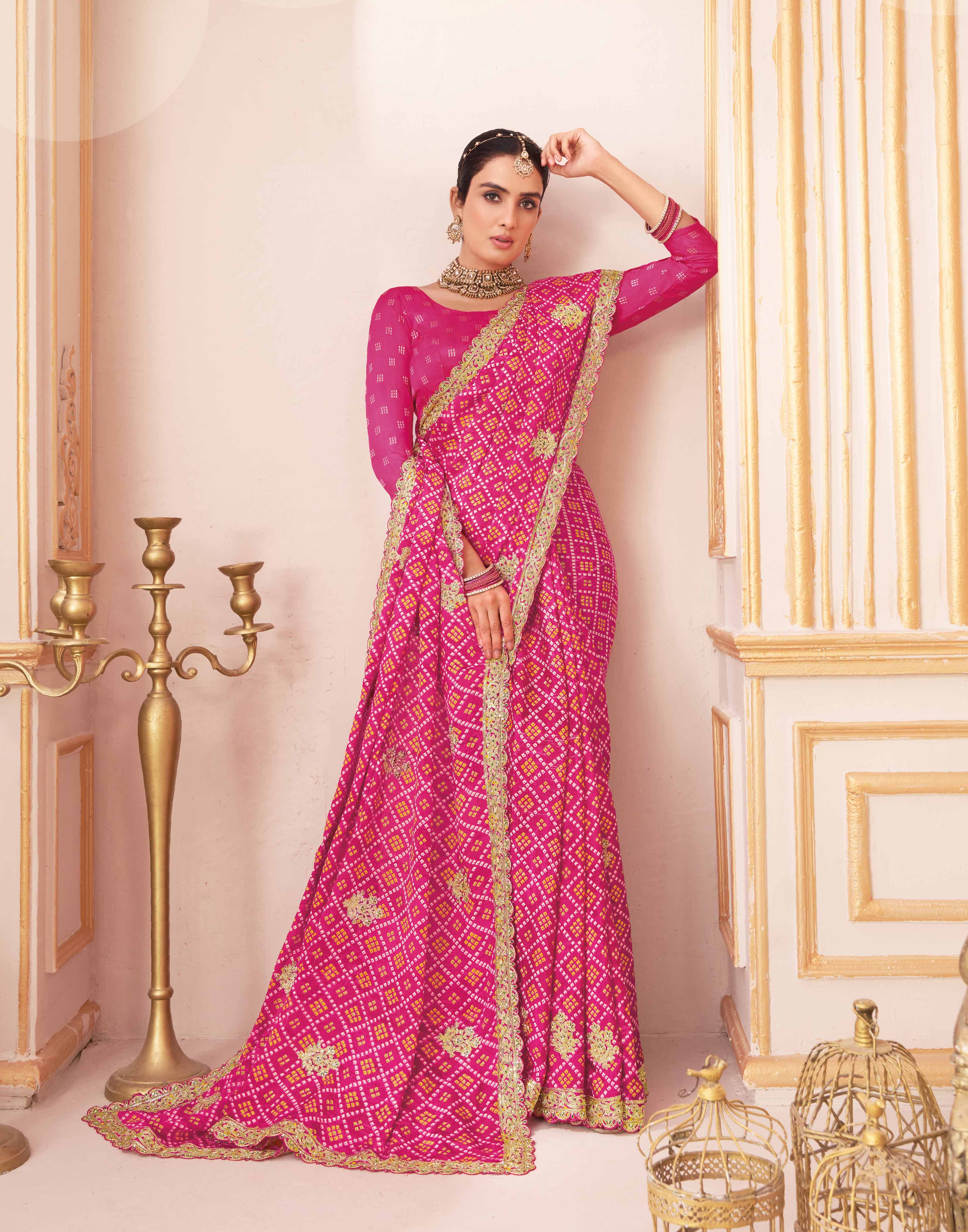Laxmipati Chakor Pink Silk Saree with Embroidery