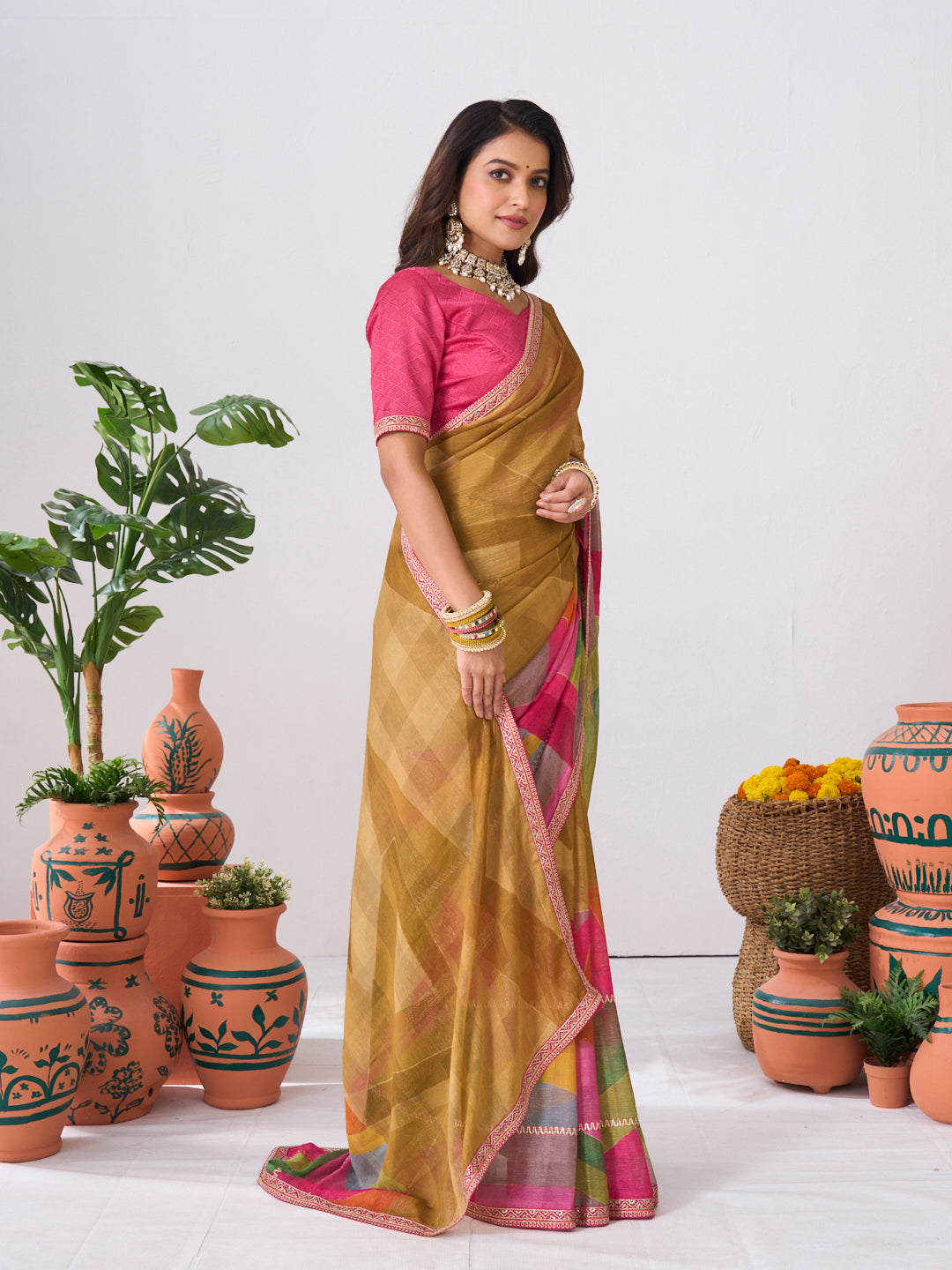 Laxmipati Ishita Multicolor Abstract Printed Chiffon Saree