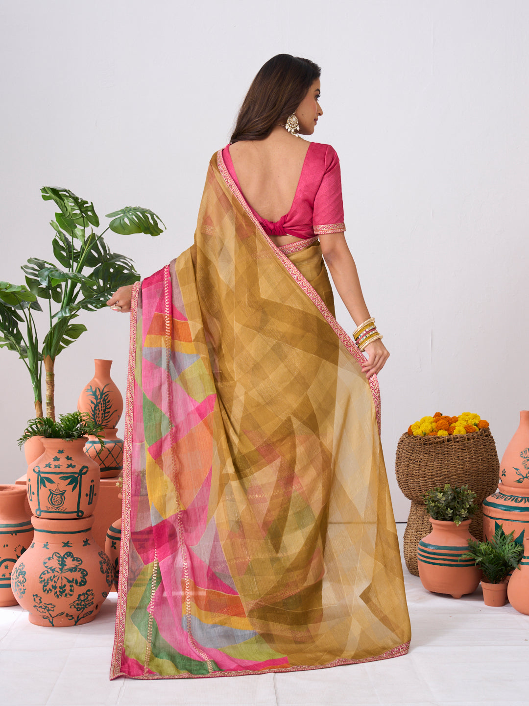 Laxmipati Ishita Multicolor Abstract Printed Chiffon Saree