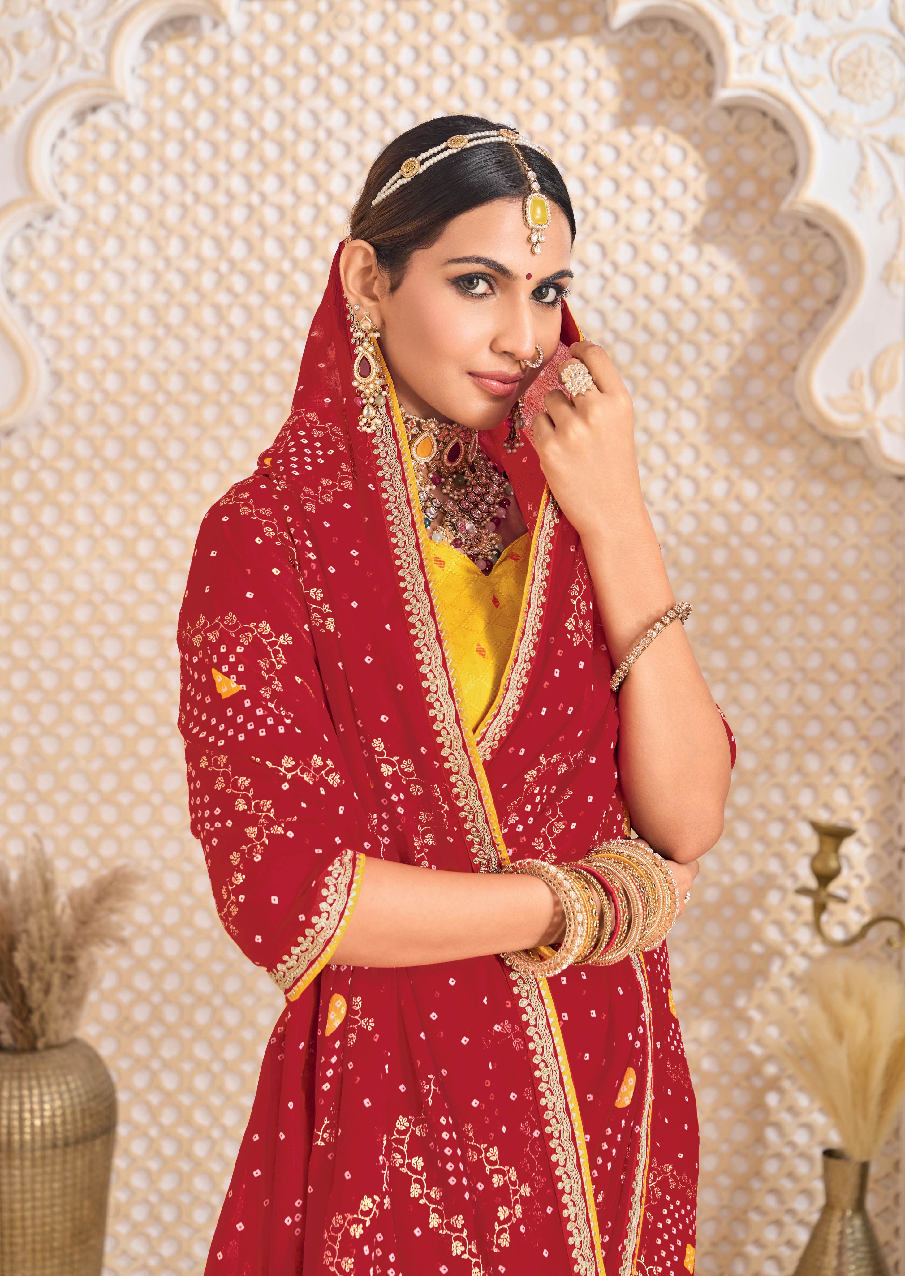 Laxmipati Ghoomar Maroon Georgette Floral Printed Saree