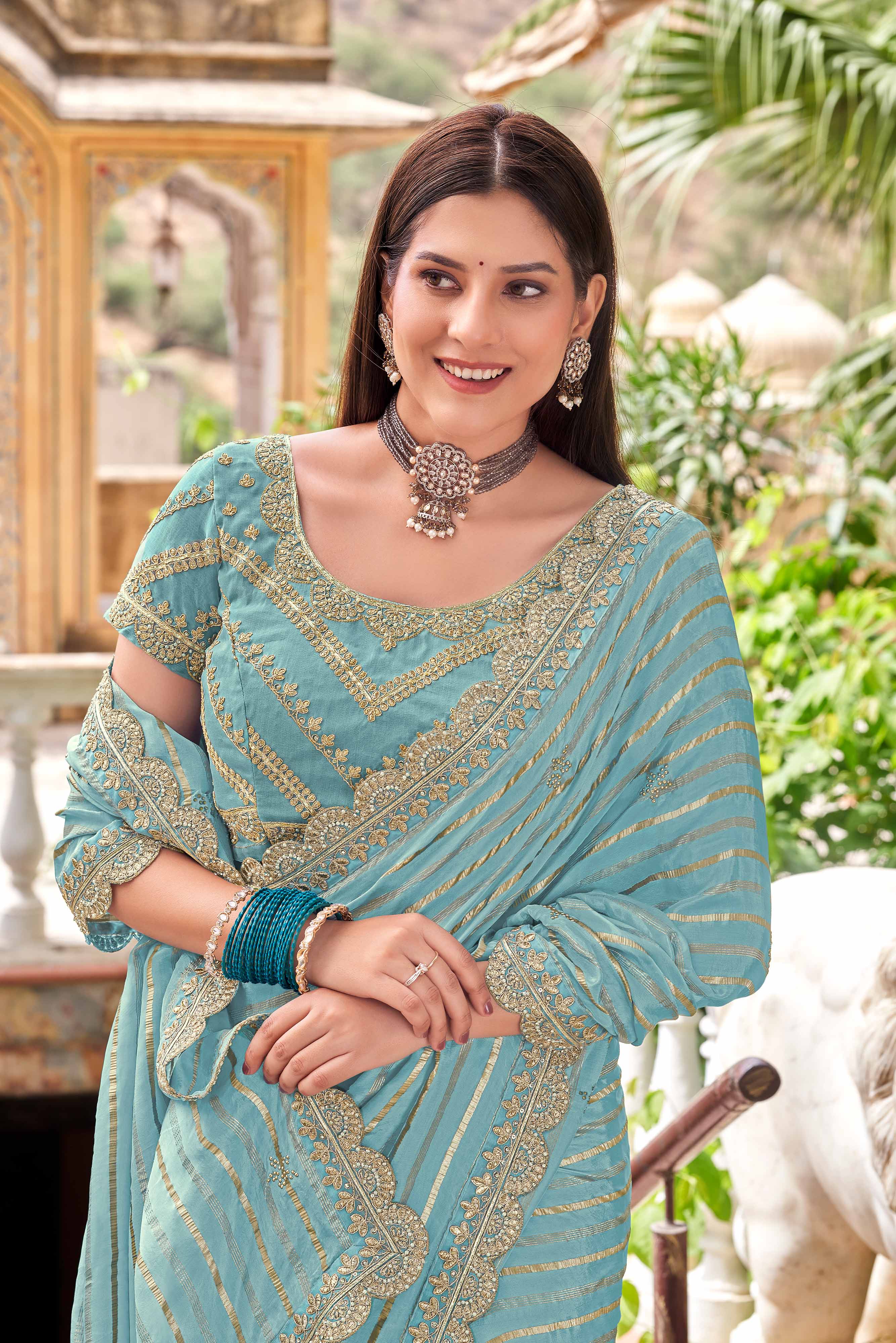 Zari and Stone Work Saree