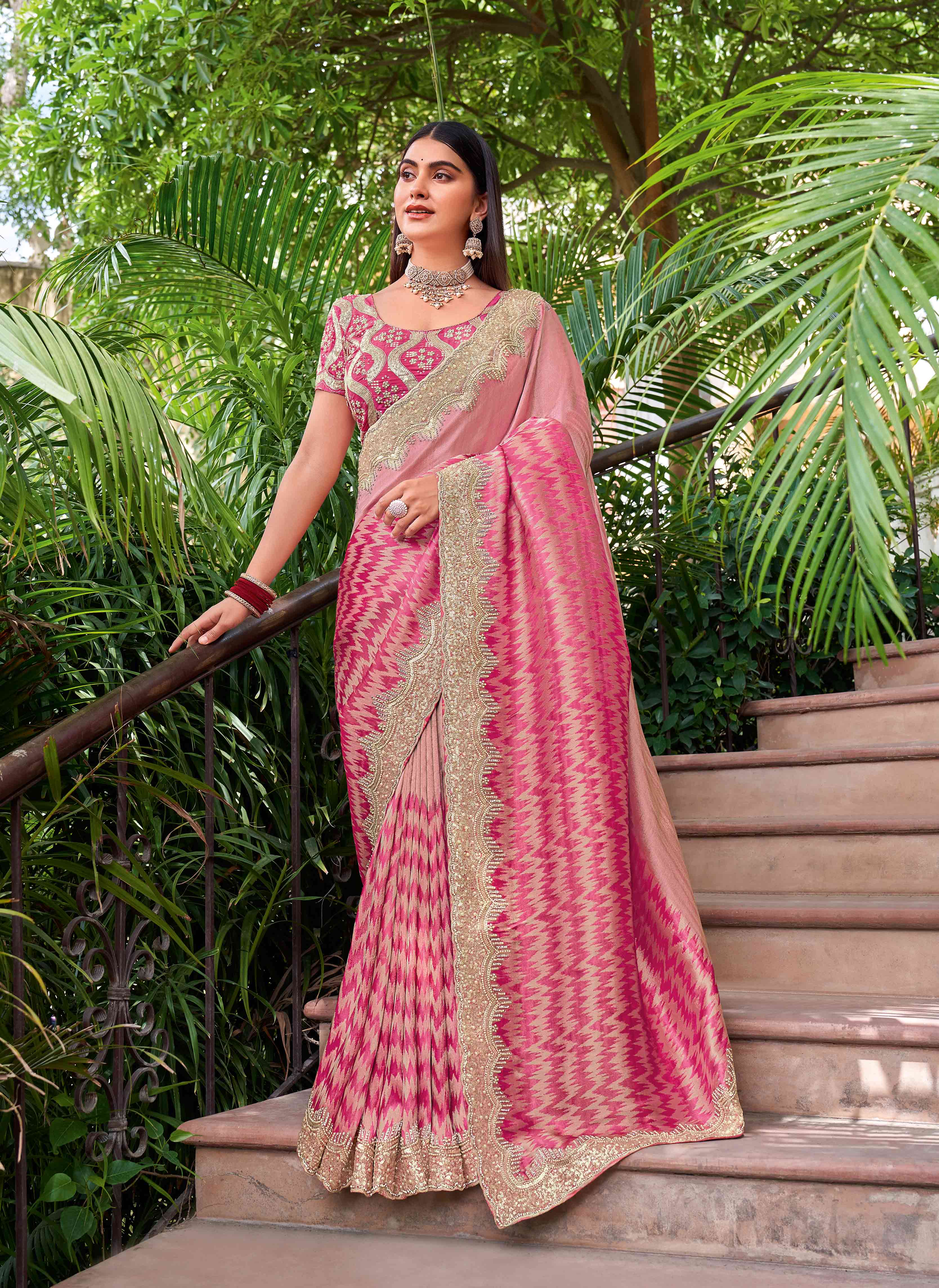 Pink Silk Saree