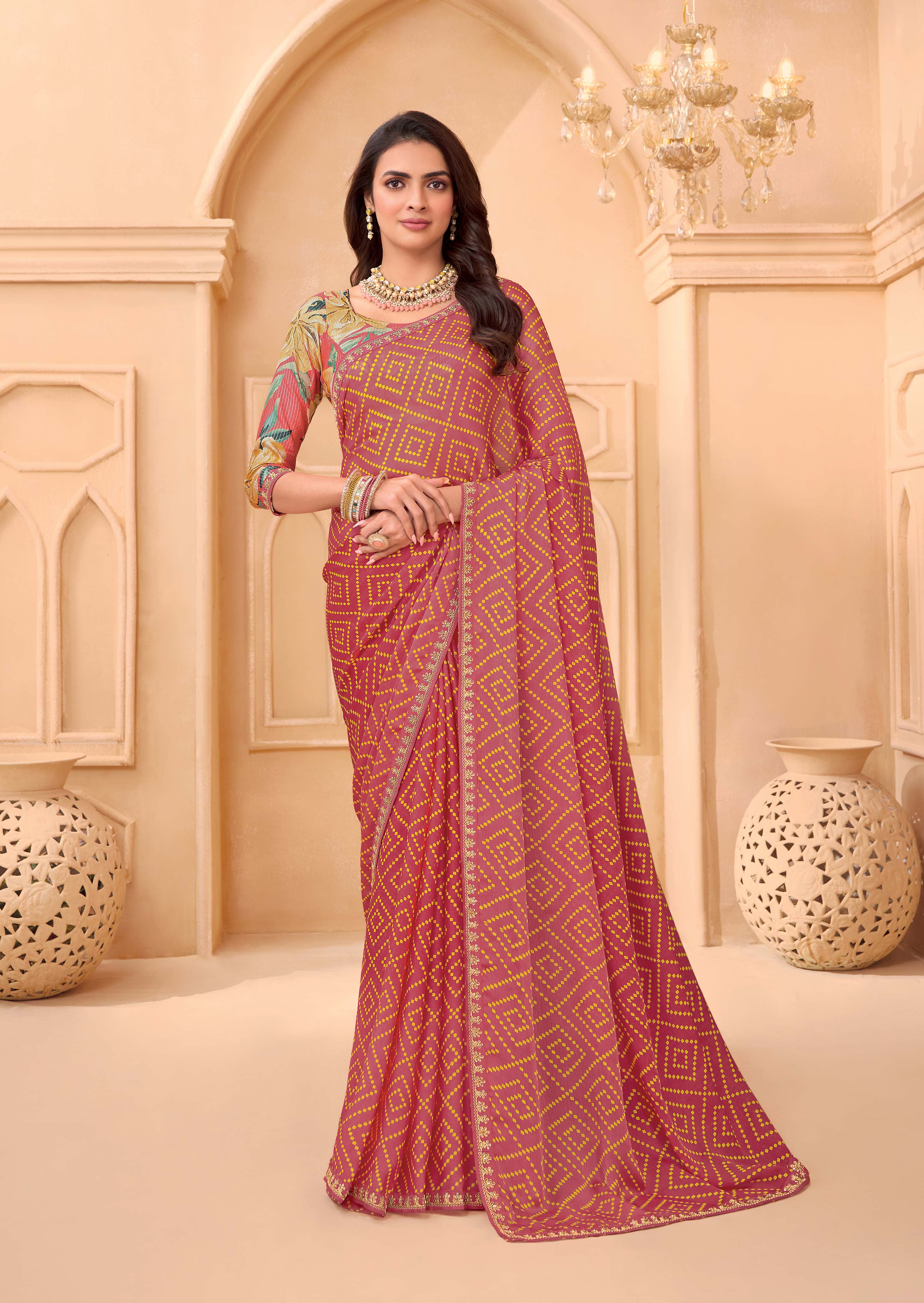 Laxmipati Tohfa Bandhani Printed Silk Saree in Orange Color