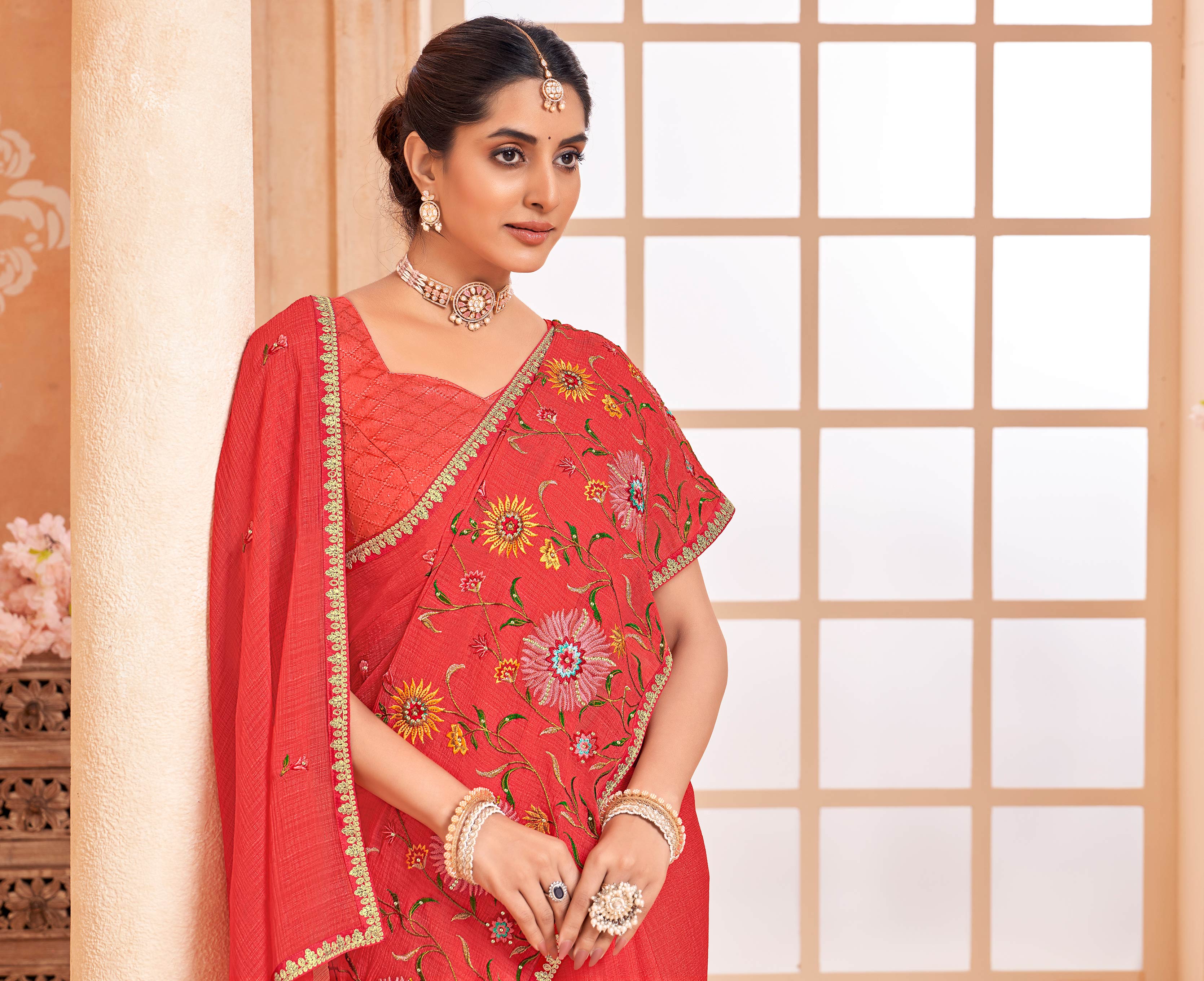 floral printed saree