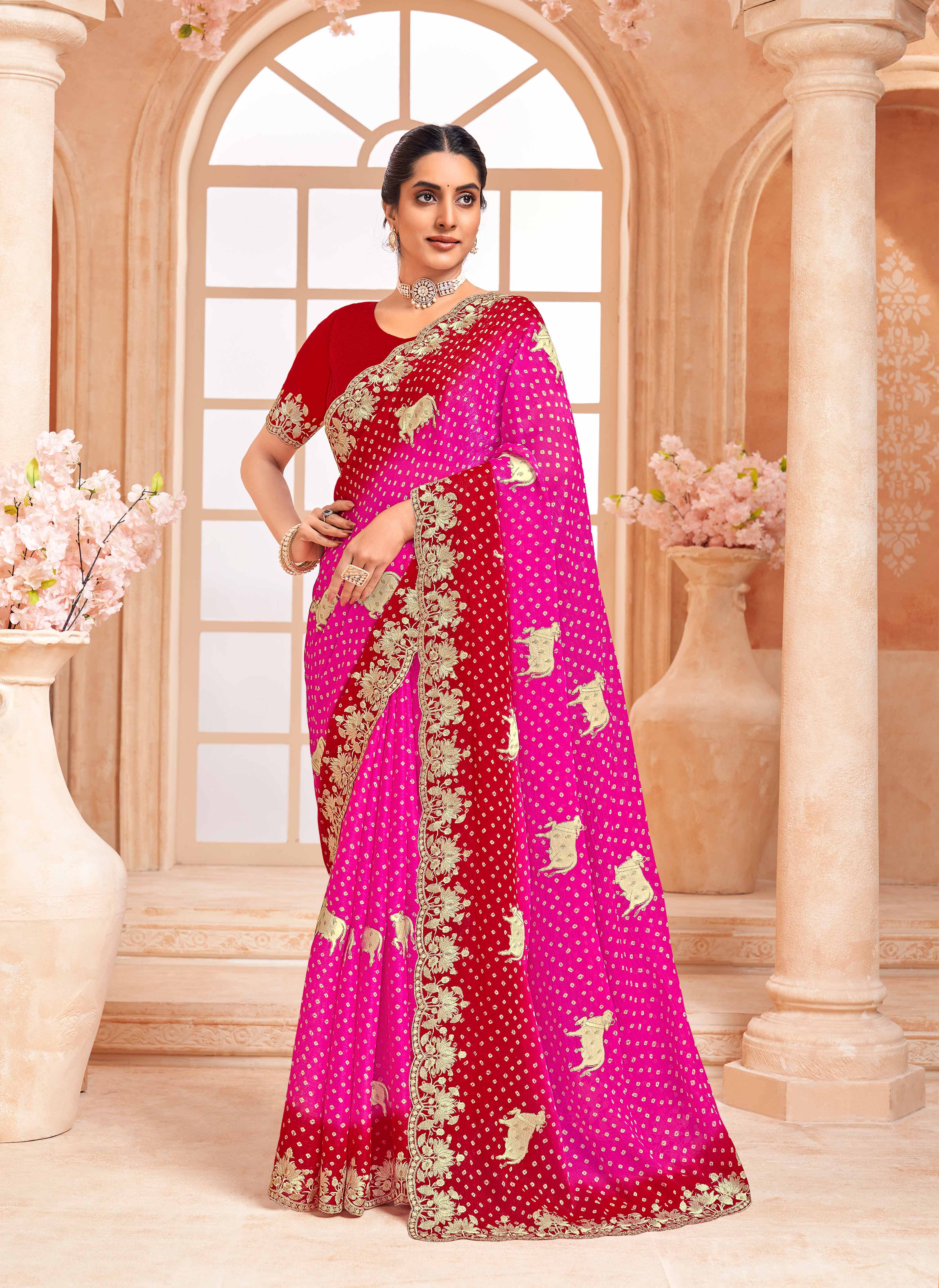 light pink colour saree