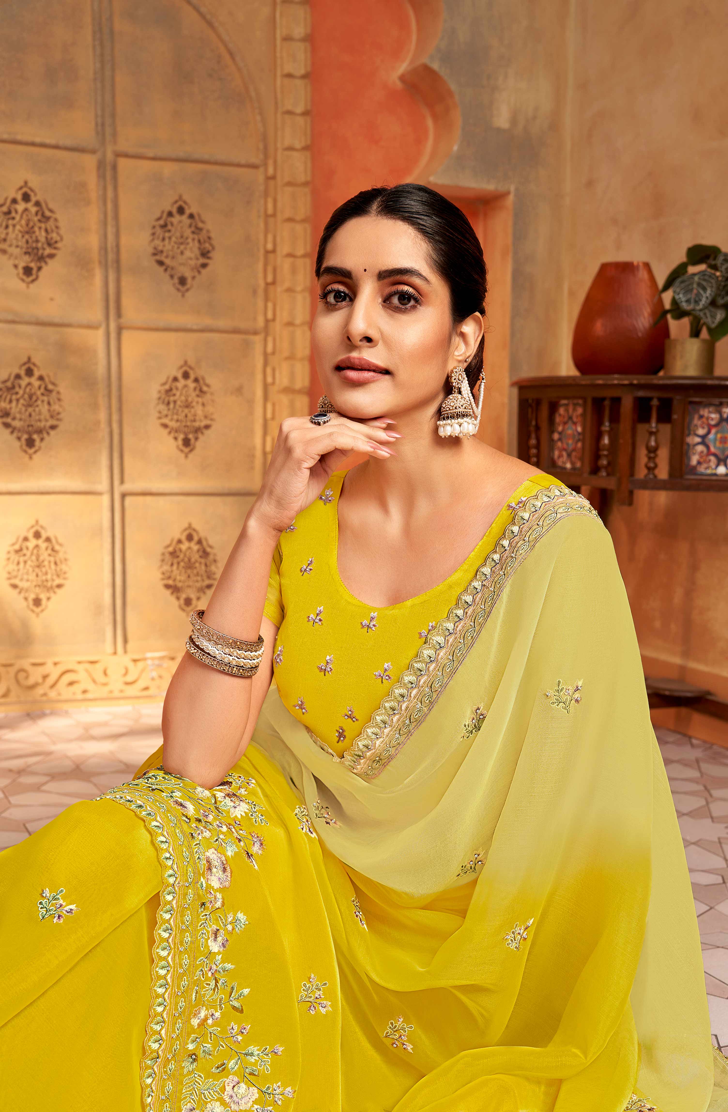 Embroidered festive saree