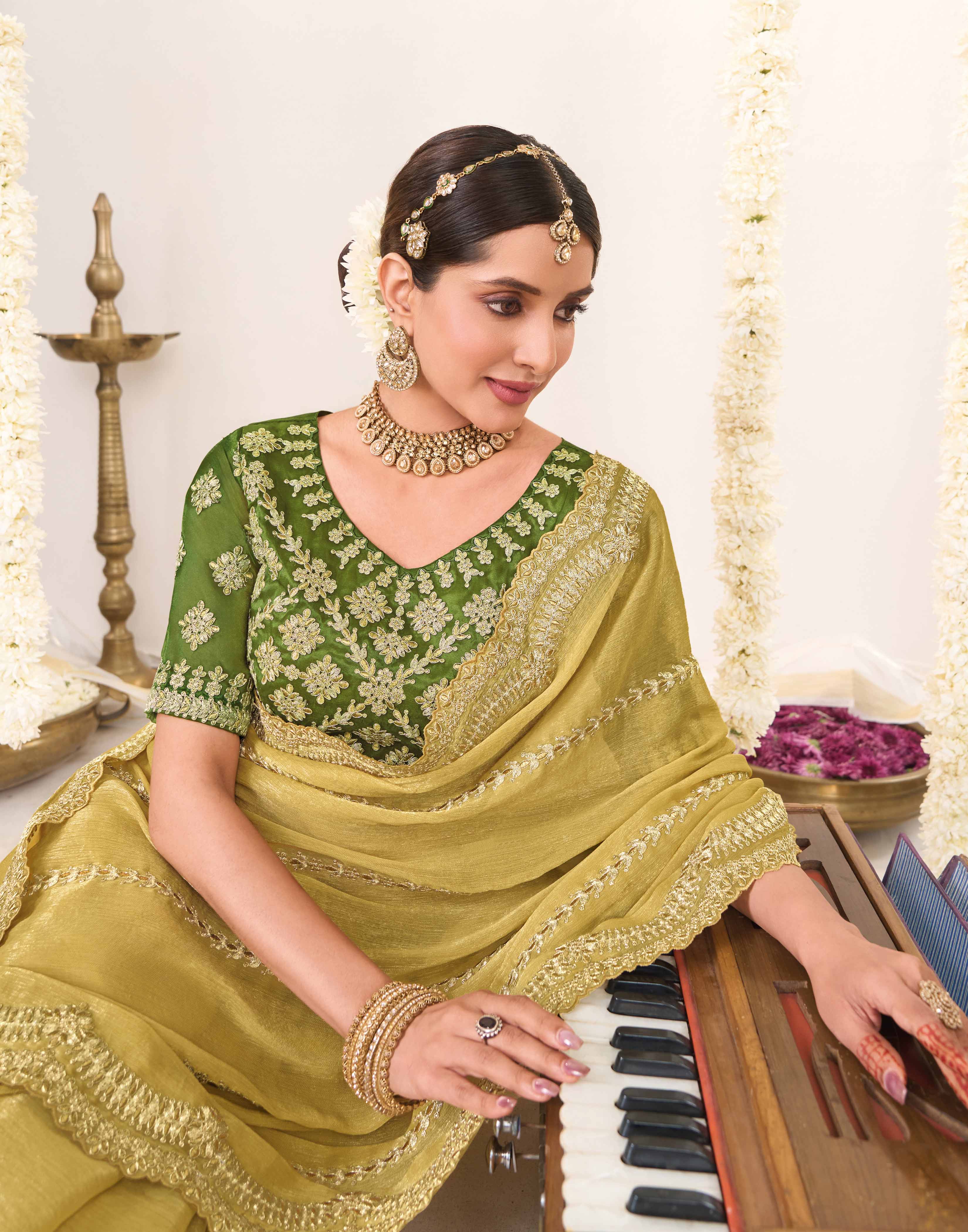 Light weight festive chiffon saree