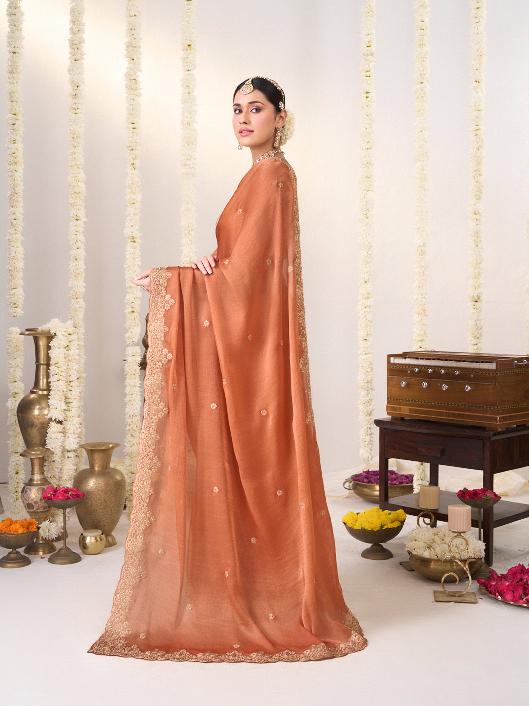 Orange saree with blouse