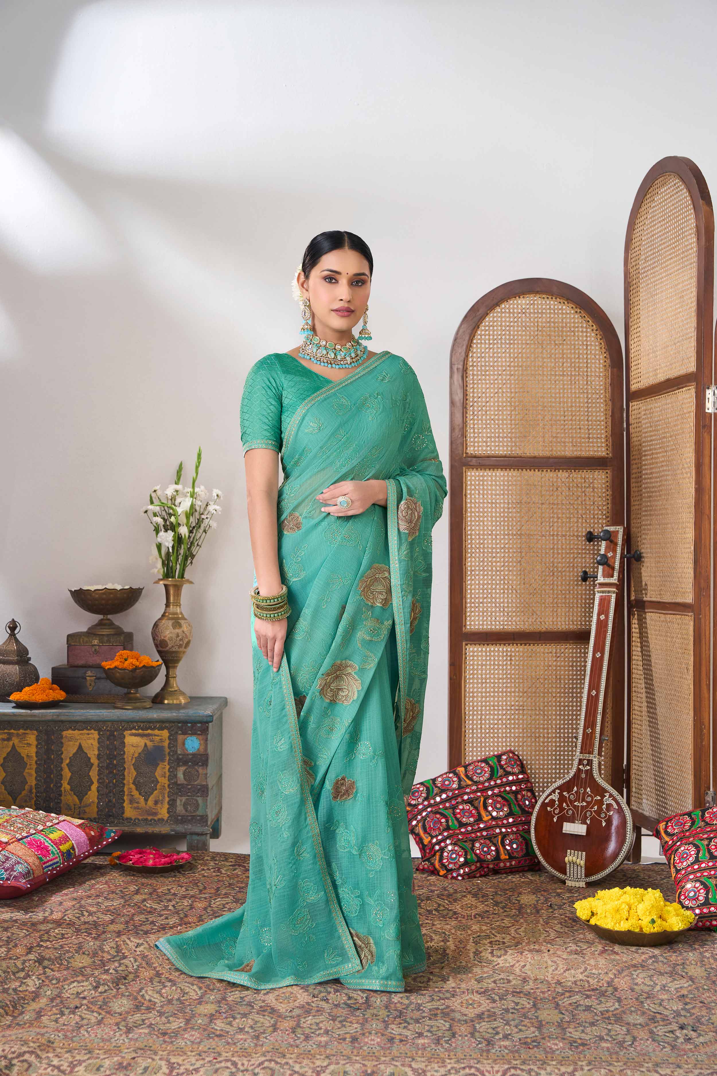 Trendy festive wear saree