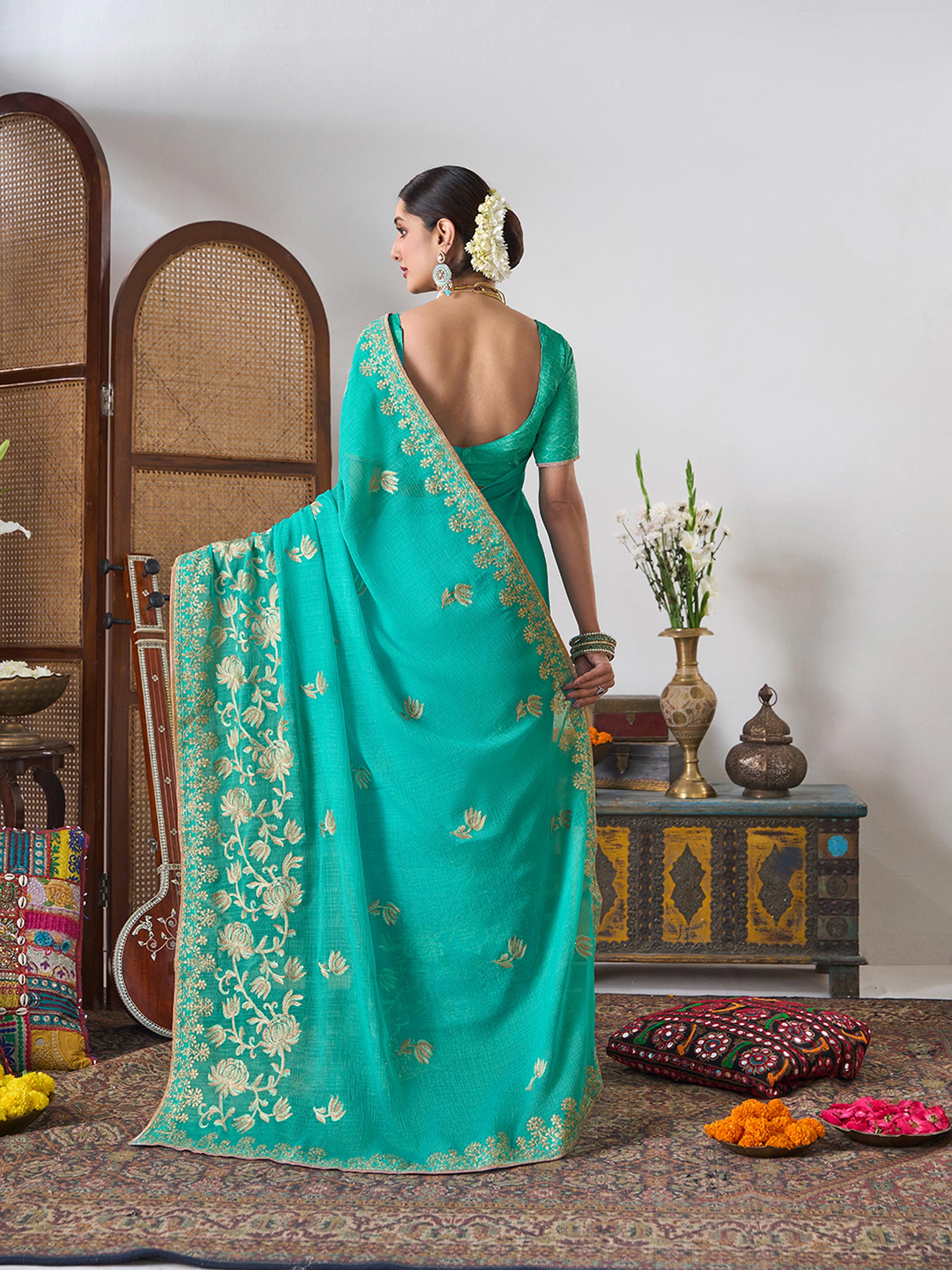 Trendy festive wear saree